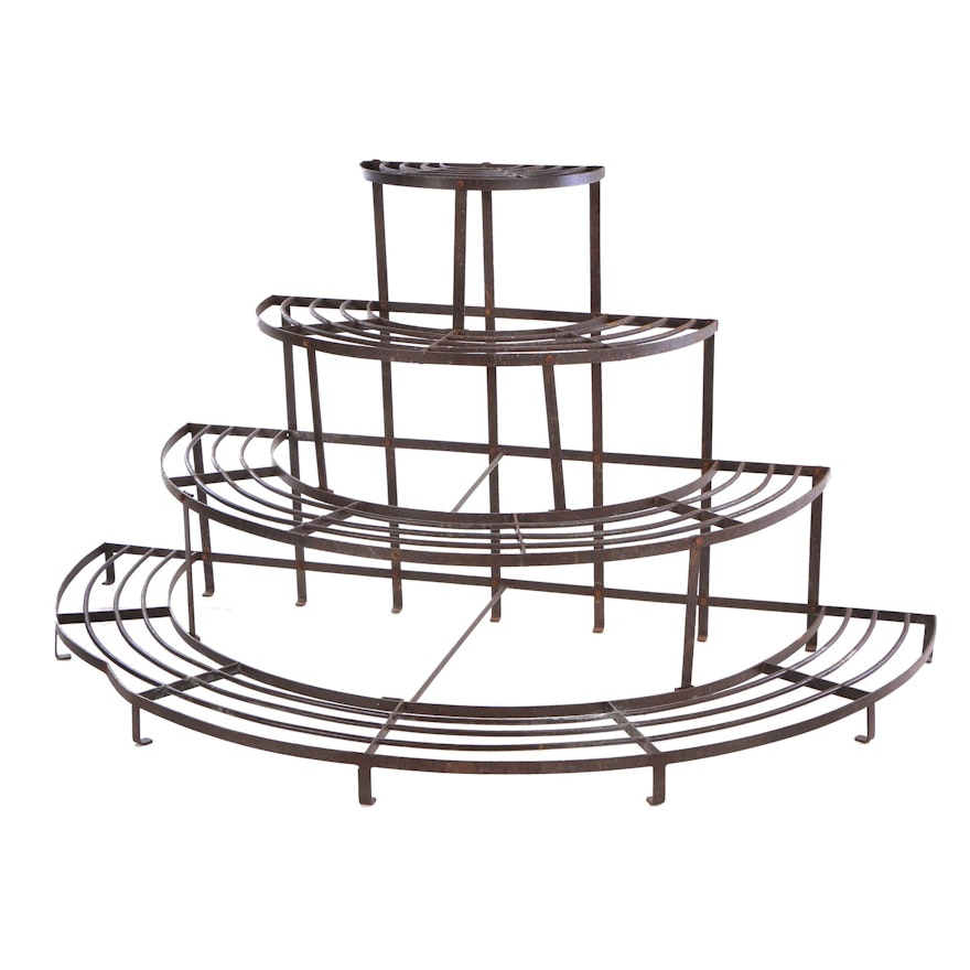 Industrial Style Metal Four-Tier Plant Stand, Mid 20th Century
