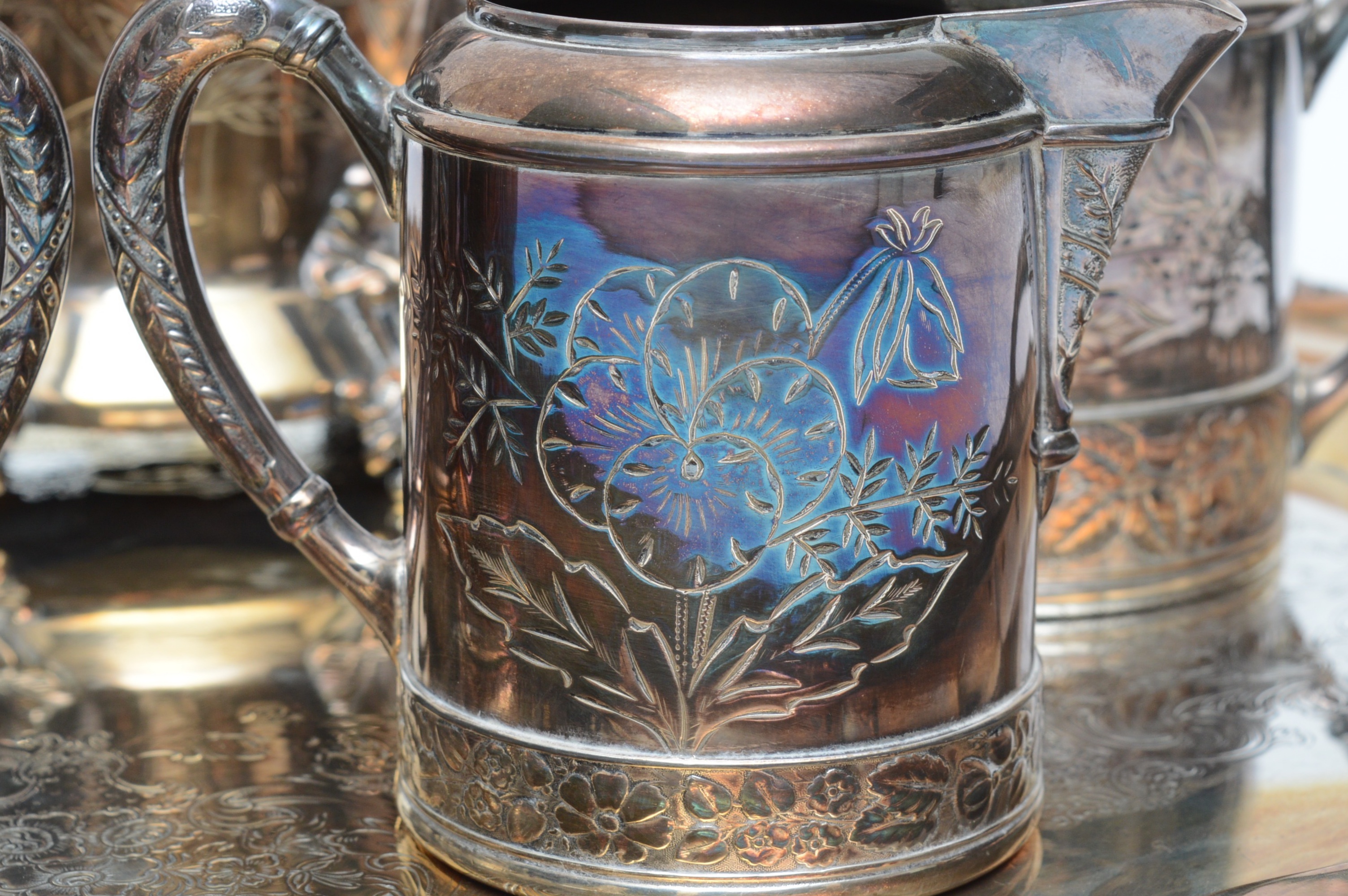 Hartford Silver Plate Co. Aesthetic Movement Silver Plated Coffee Service Set