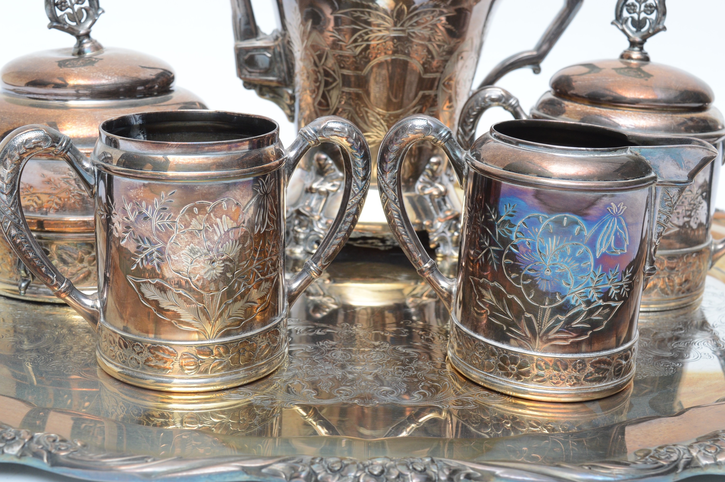 Hartford Silver Plate Co. Aesthetic Movement Silver Plated Coffee Service Set