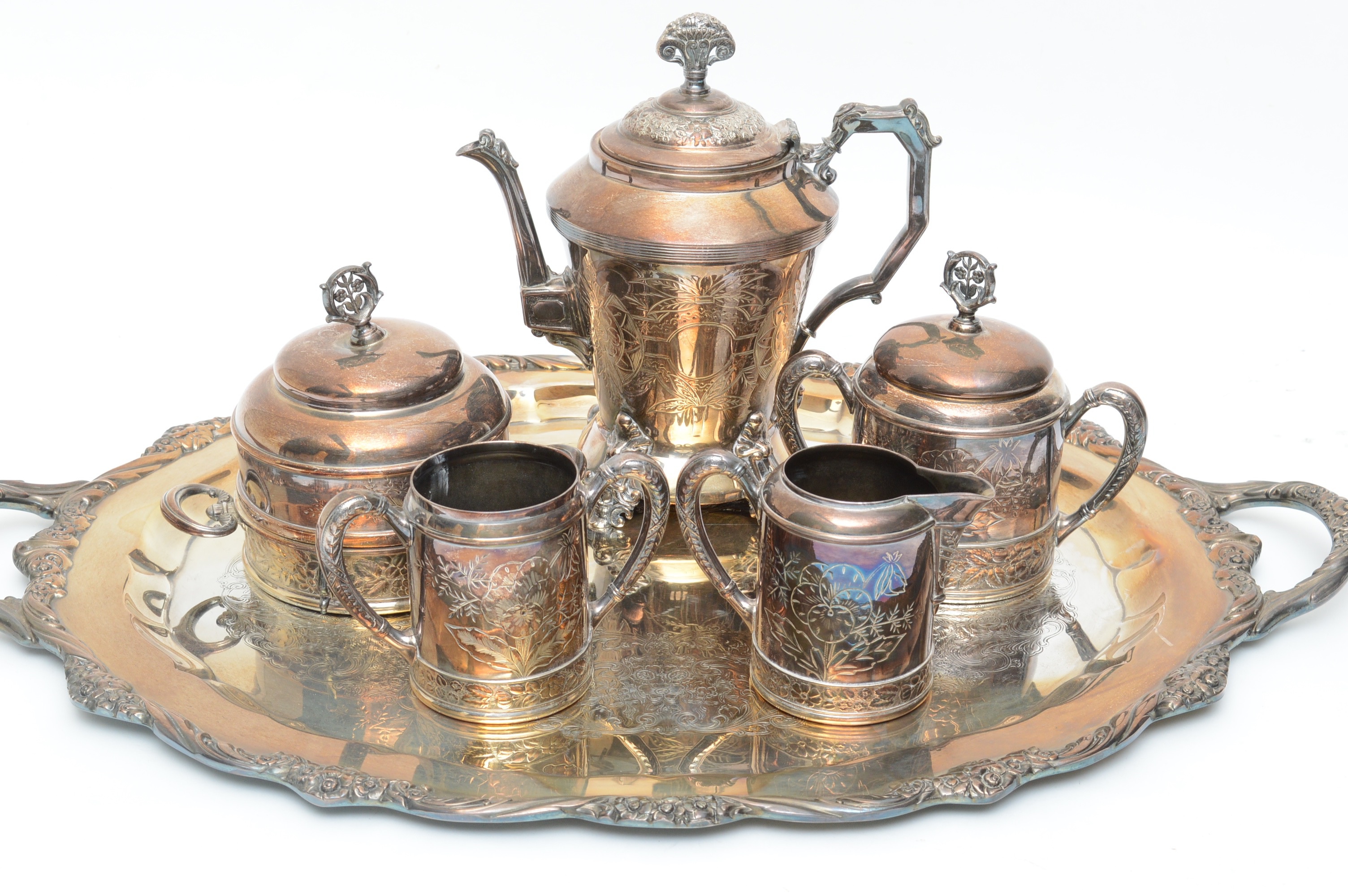 Hartford Silver Plate Co. Aesthetic Movement Silver Plated Coffee Service Set