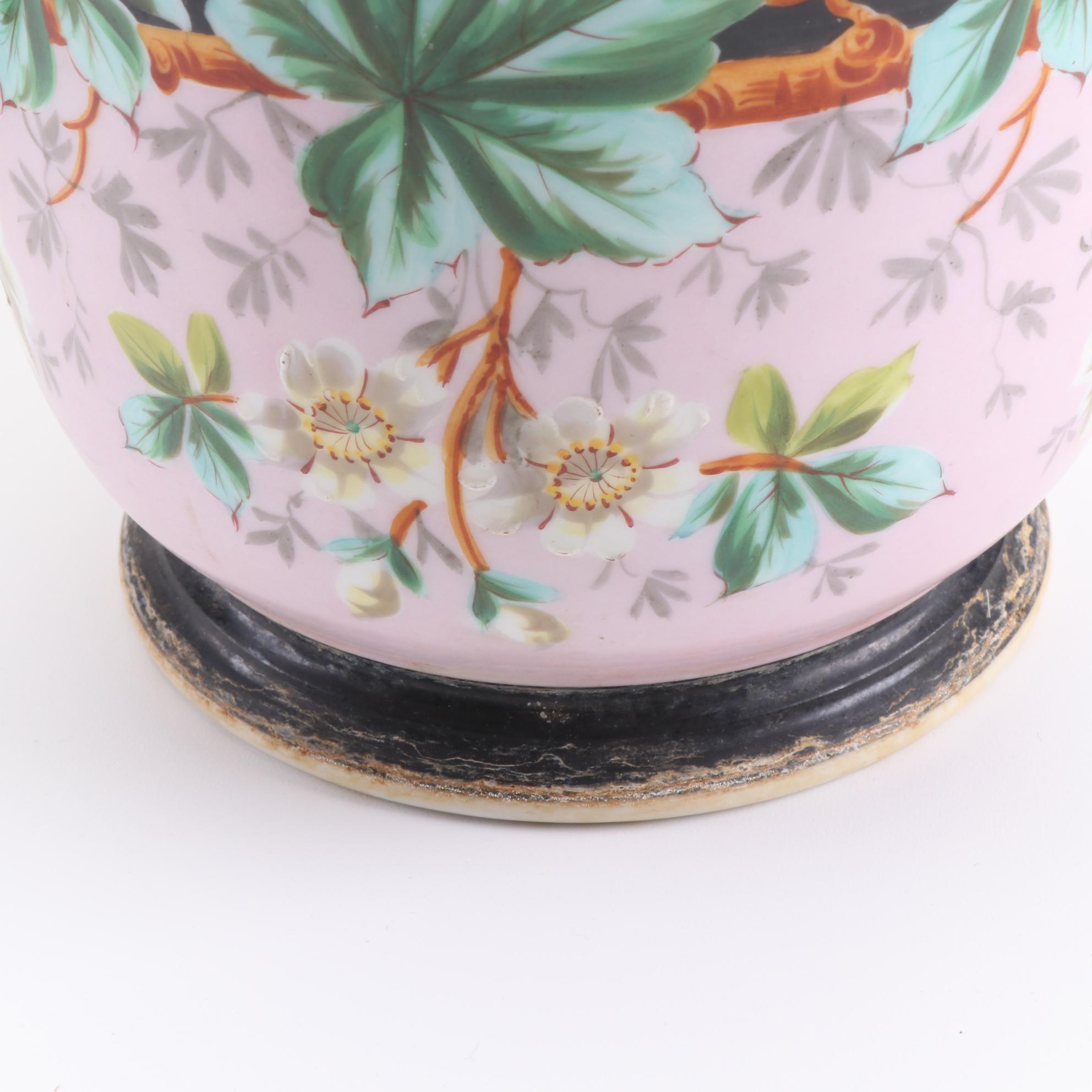 Floral Painted Porcelain Planters, 20th Century