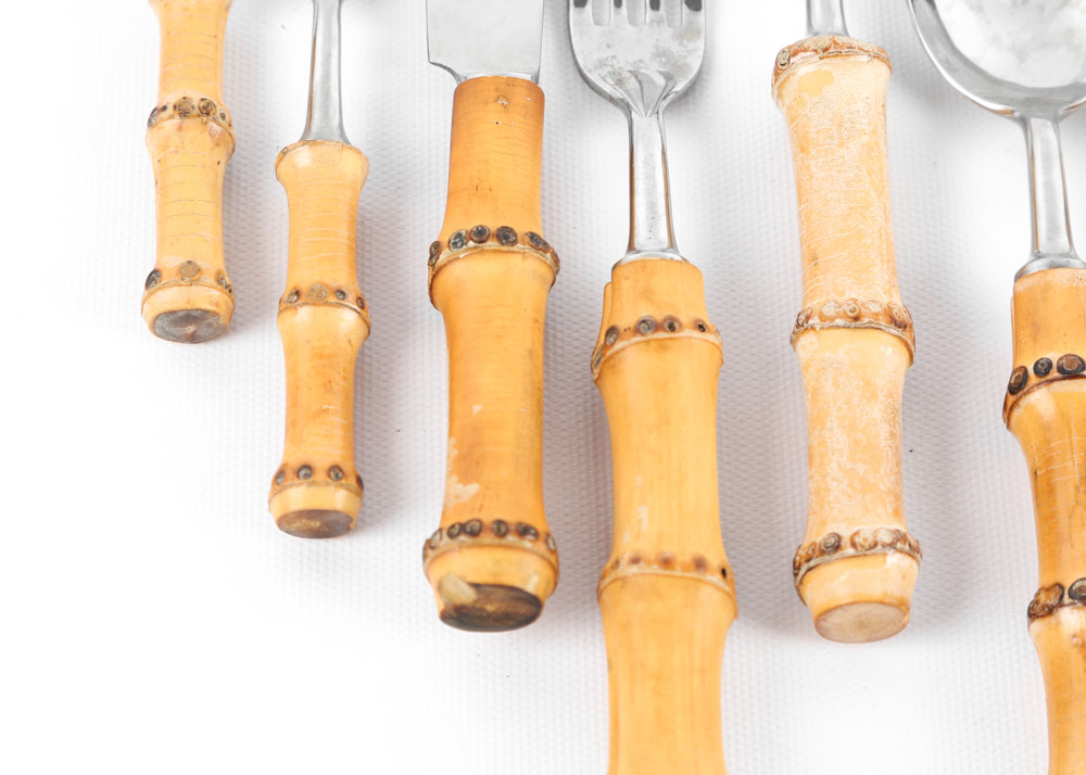 Vintage Japanese Seki Hamono Bamboo and Stainless Flatware