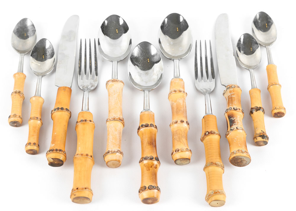 Vintage Japanese Seki Hamono Bamboo and Stainless Flatware