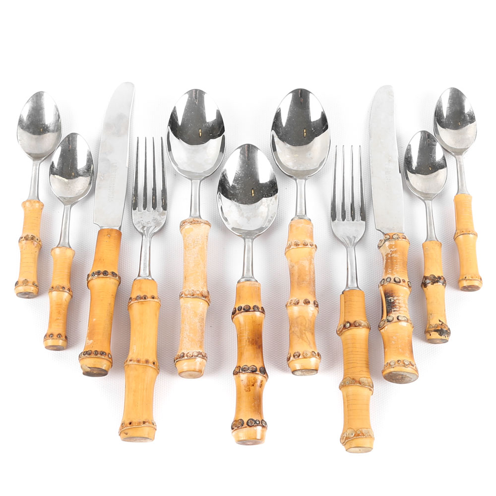 Vintage Japanese Seki Hamono Bamboo and Stainless Flatware