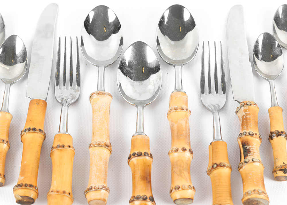 Vintage Japanese Seki Hamono Bamboo and Stainless Flatware