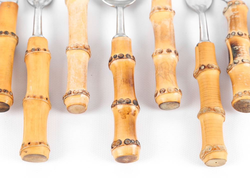 Vintage Japanese Seki Hamono Bamboo and Stainless Flatware