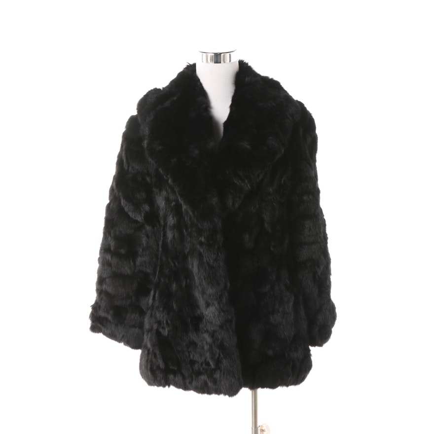 Women's Circa 1990s Vintage Dyed Black Rabbit Fur Jacket