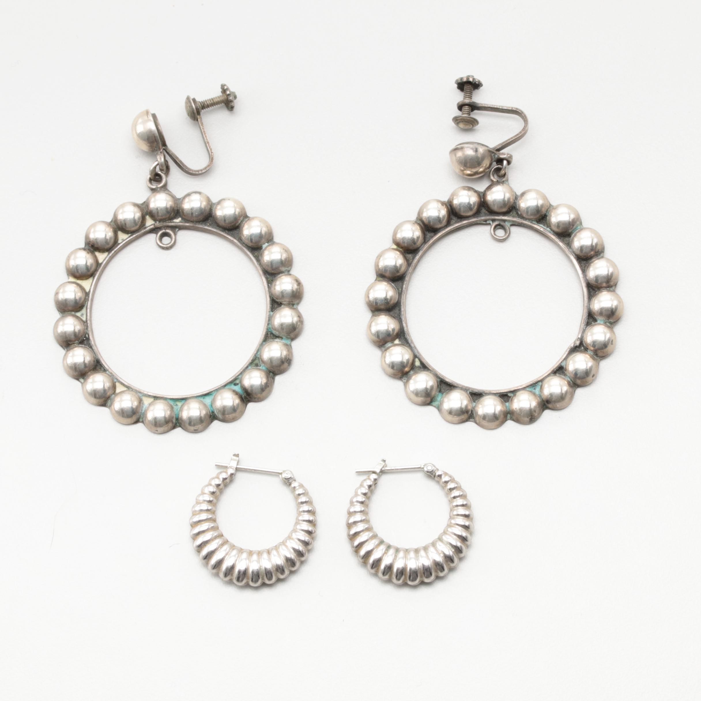 Sterling Silver Textured Statement Earrings