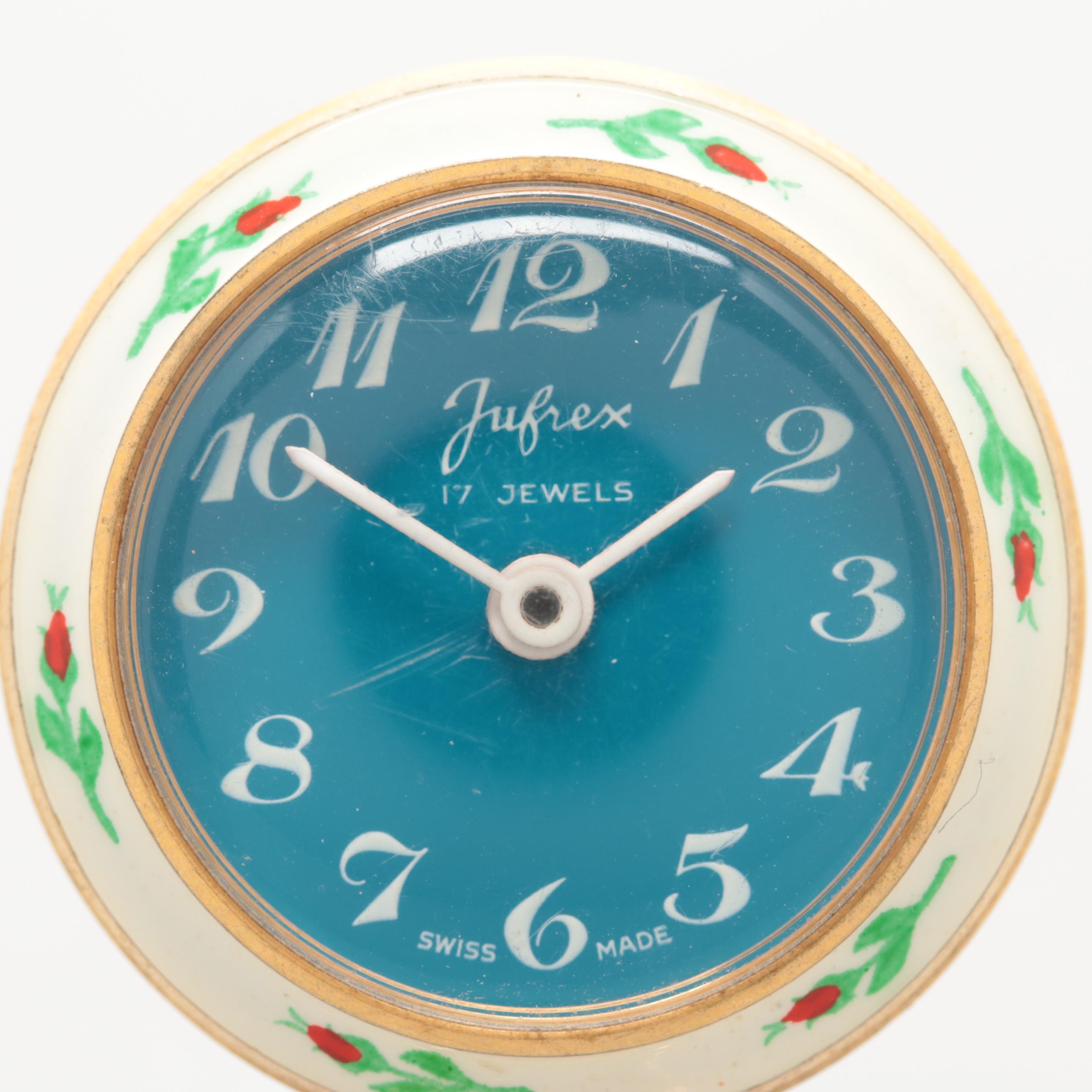 Jufrex Floral Enamel Pendant Watch