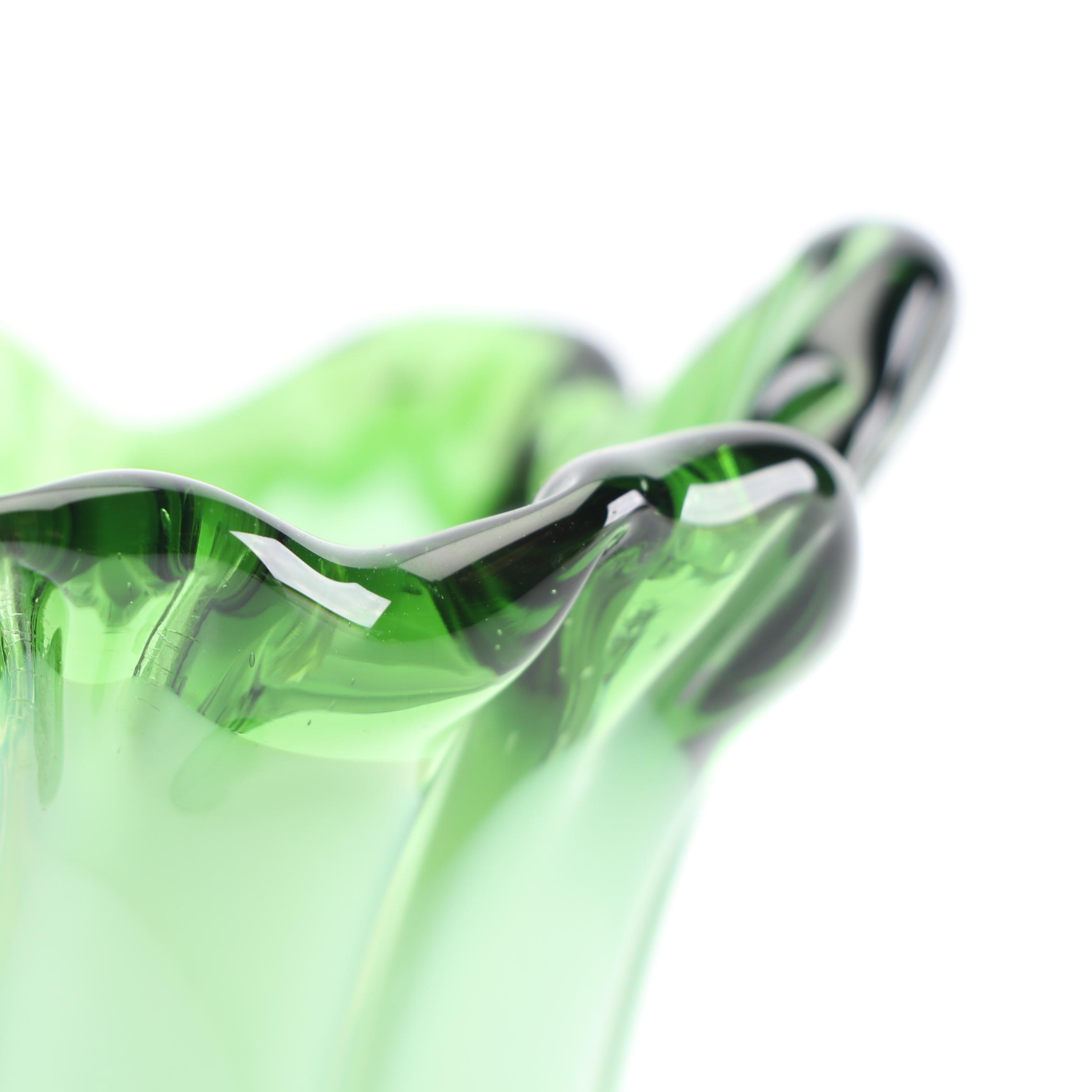 Murano Style Art Glass Ash Receiver with Table Lighter and Swung Vase