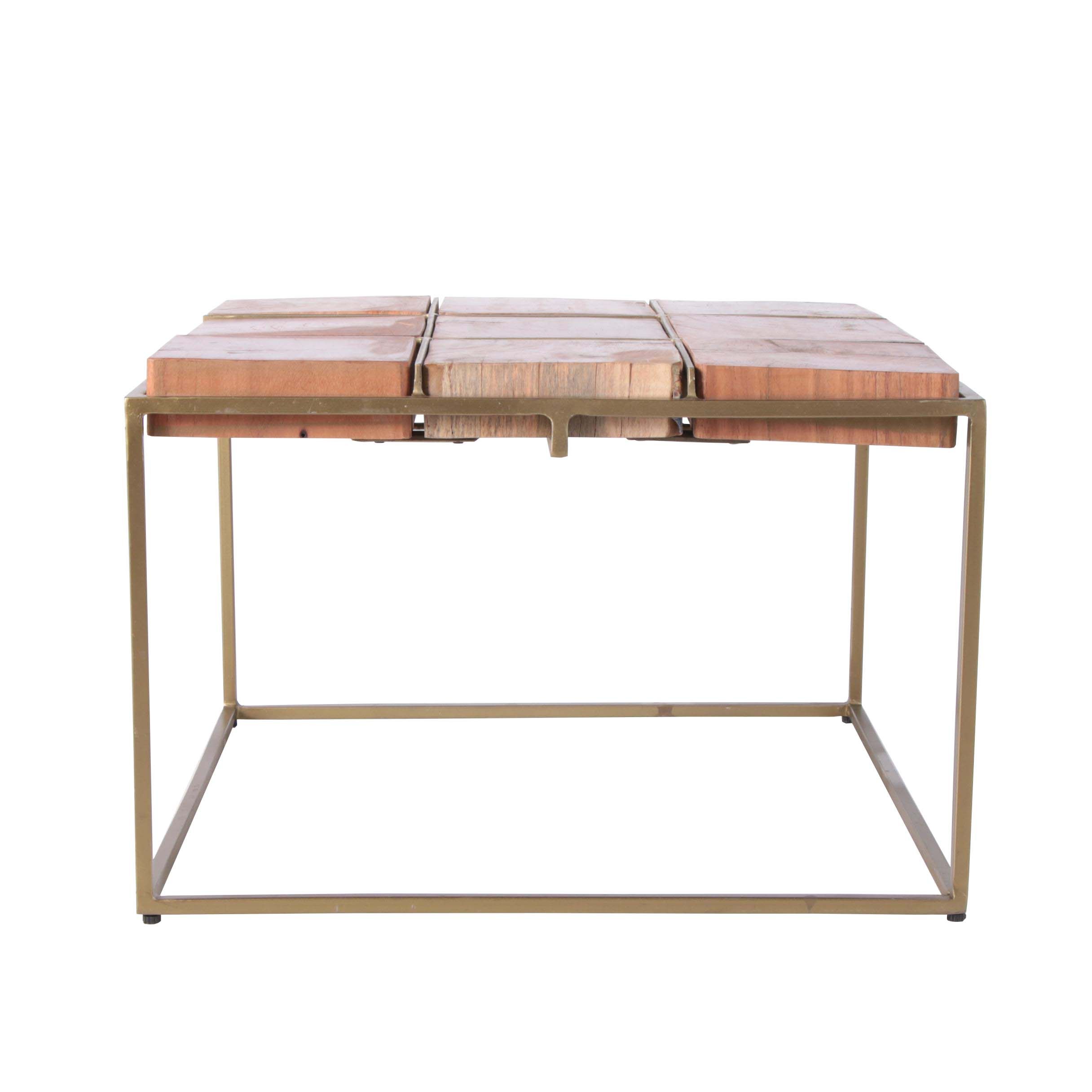 Contemporary Wood and Metal "Crosscut" Side Table