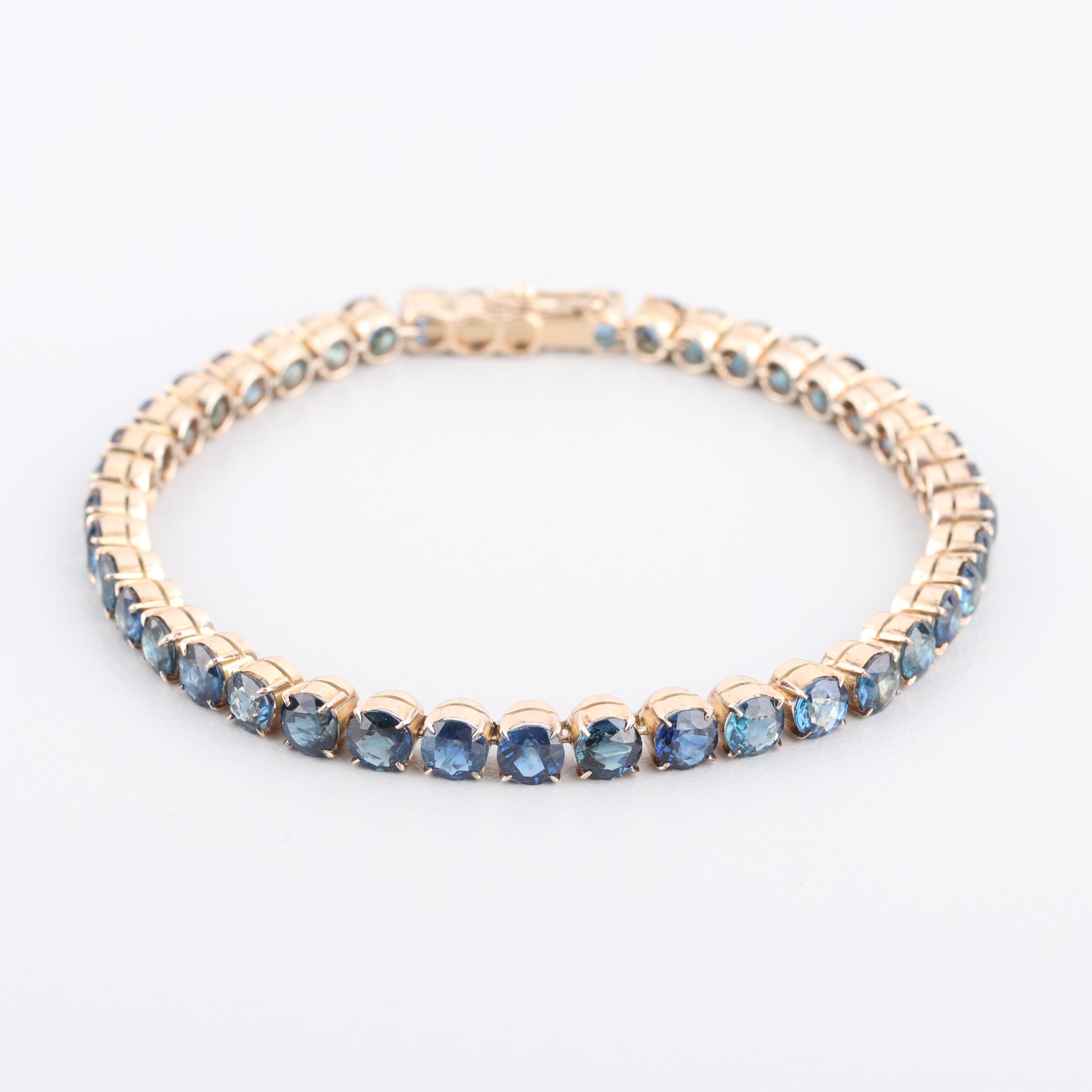 14K Yellow Gold 12.60 CTW Sapphire Bracelet with GIA Report
