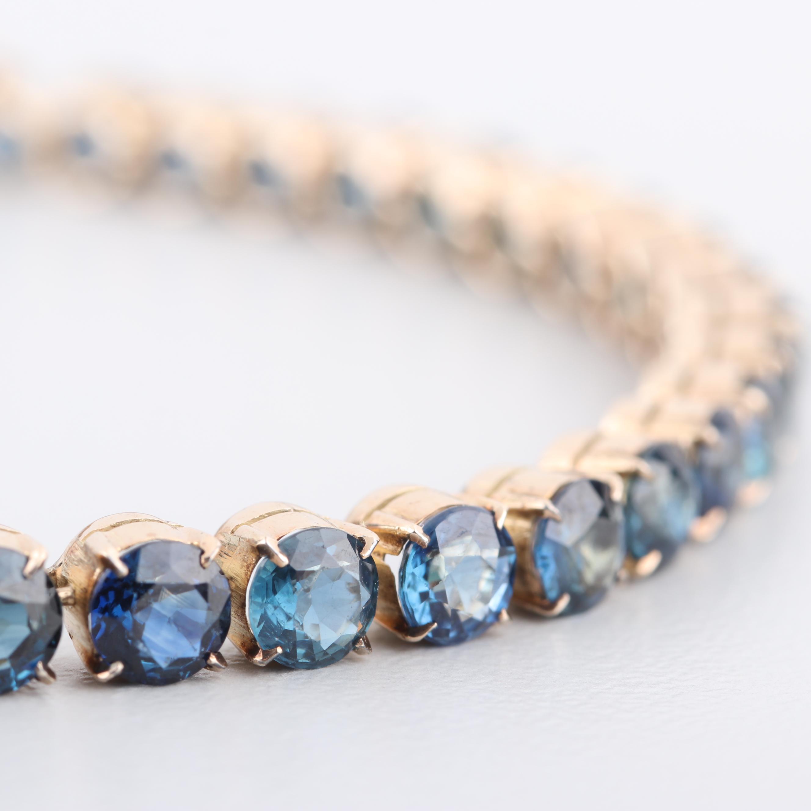14K Yellow Gold 12.60 CTW Sapphire Bracelet with GIA Report