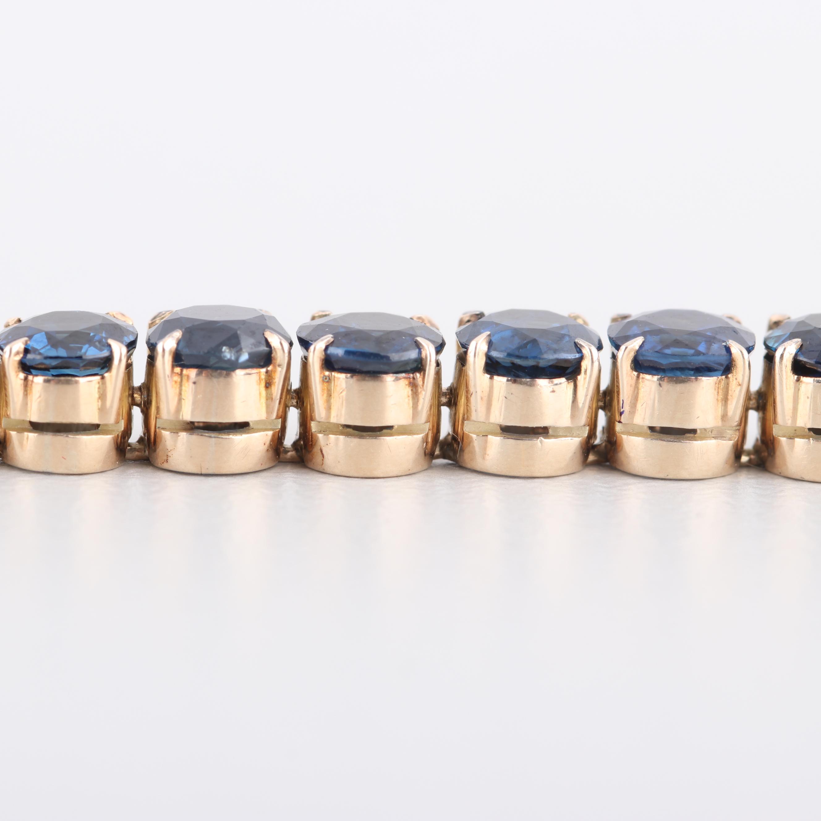 14K Yellow Gold 12.60 CTW Sapphire Bracelet with GIA Report