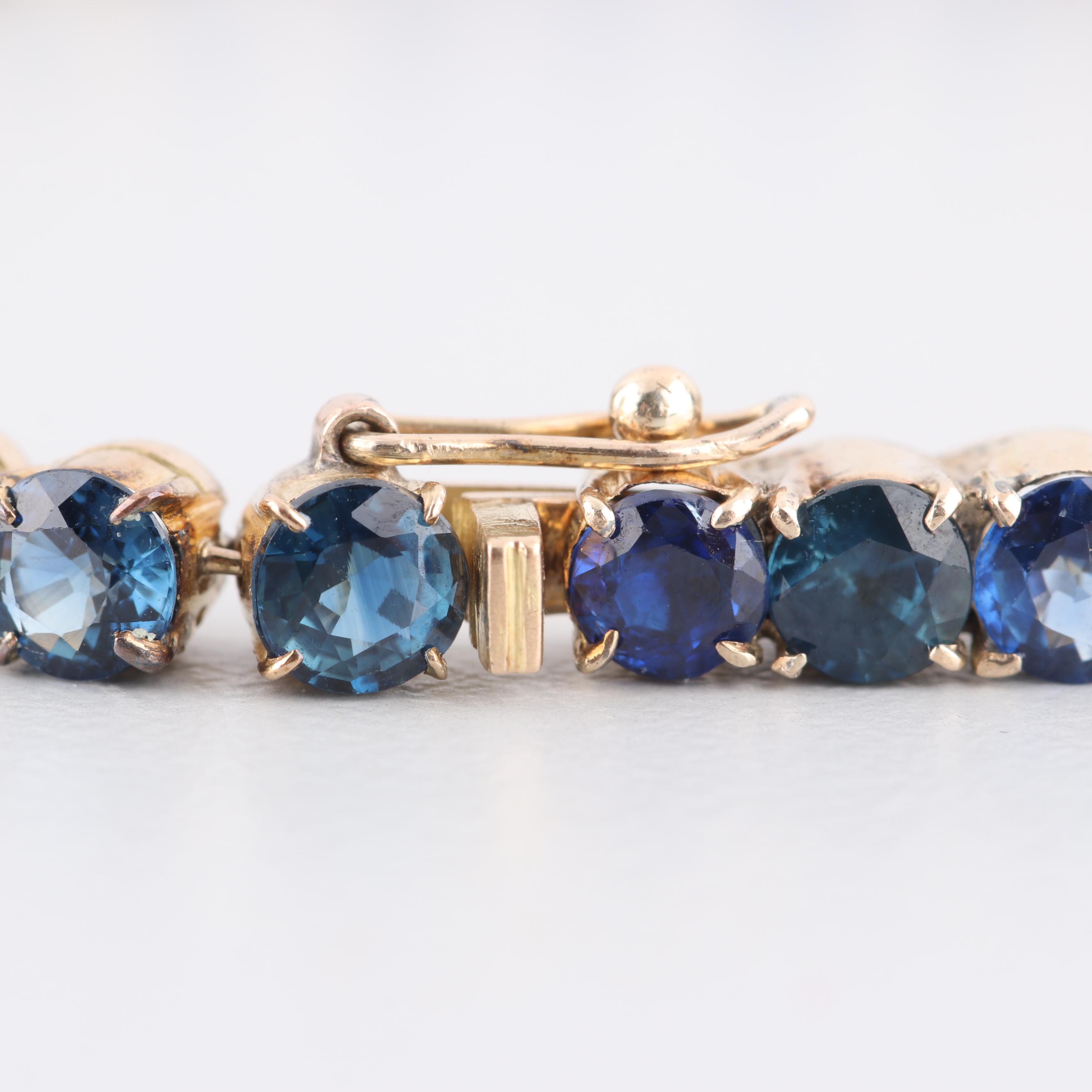 14K Yellow Gold 12.60 CTW Sapphire Bracelet with GIA Report