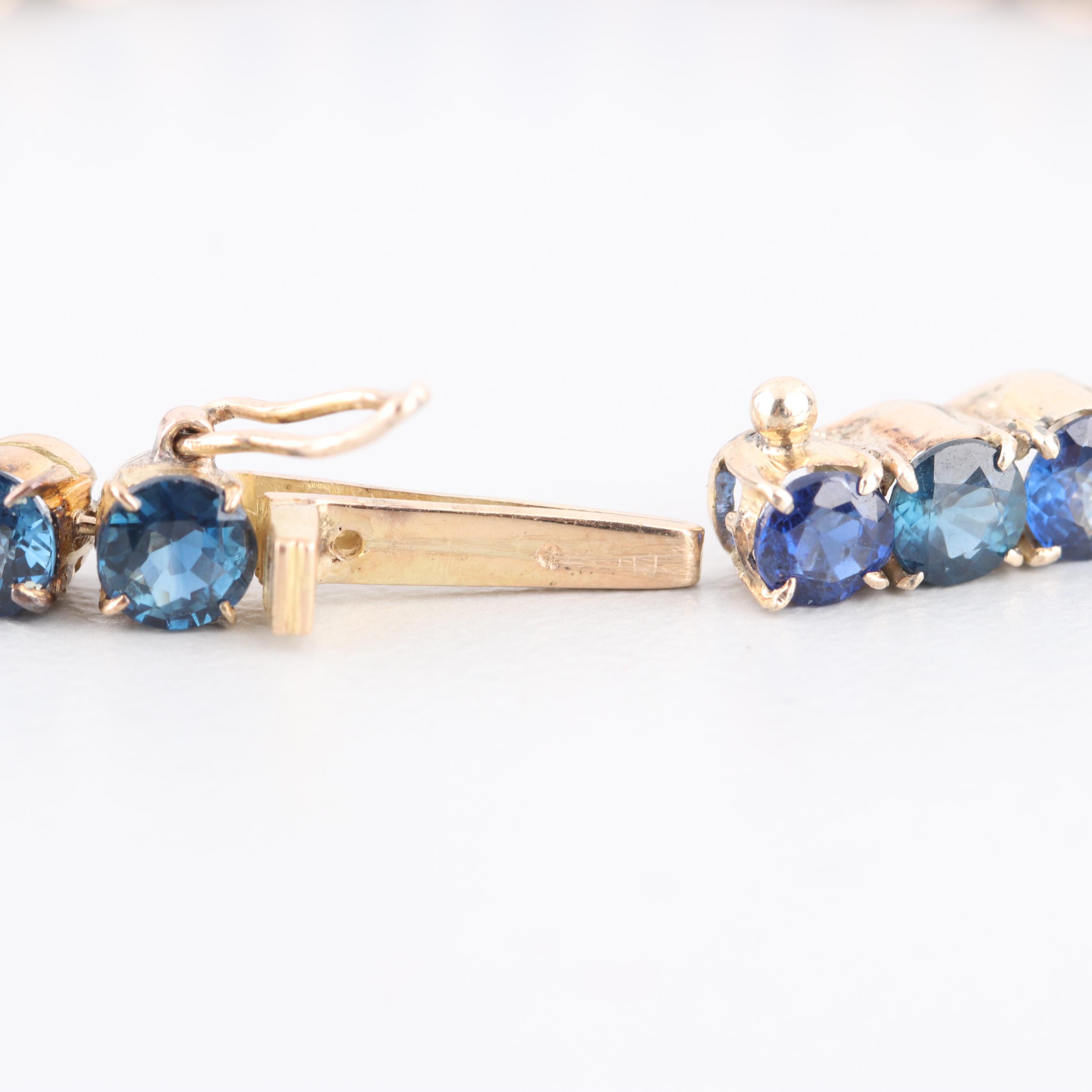 14K Yellow Gold 12.60 CTW Sapphire Bracelet with GIA Report