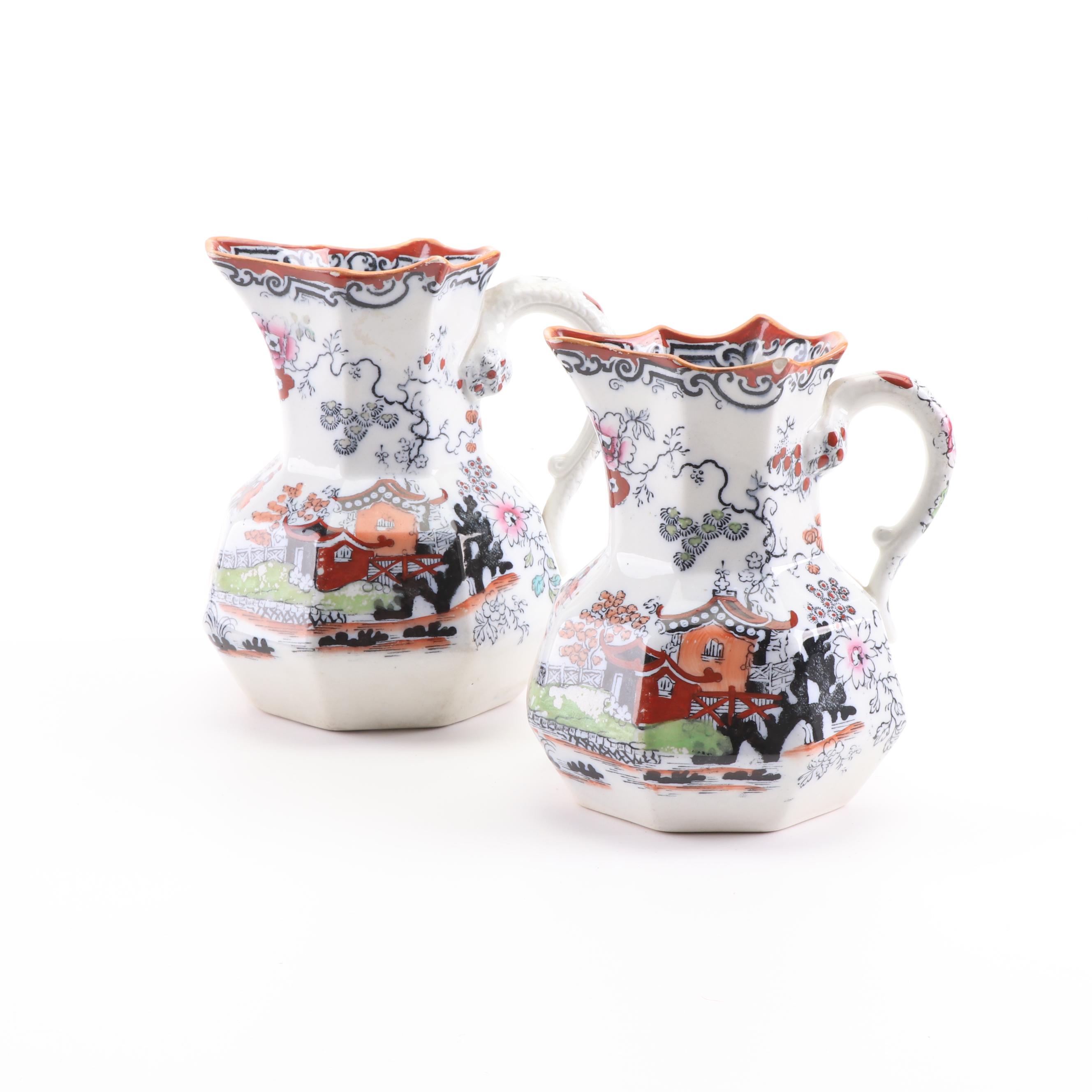 Mason's Chinoiserie Ironstone Pitchers, Early/Mid 19th Century