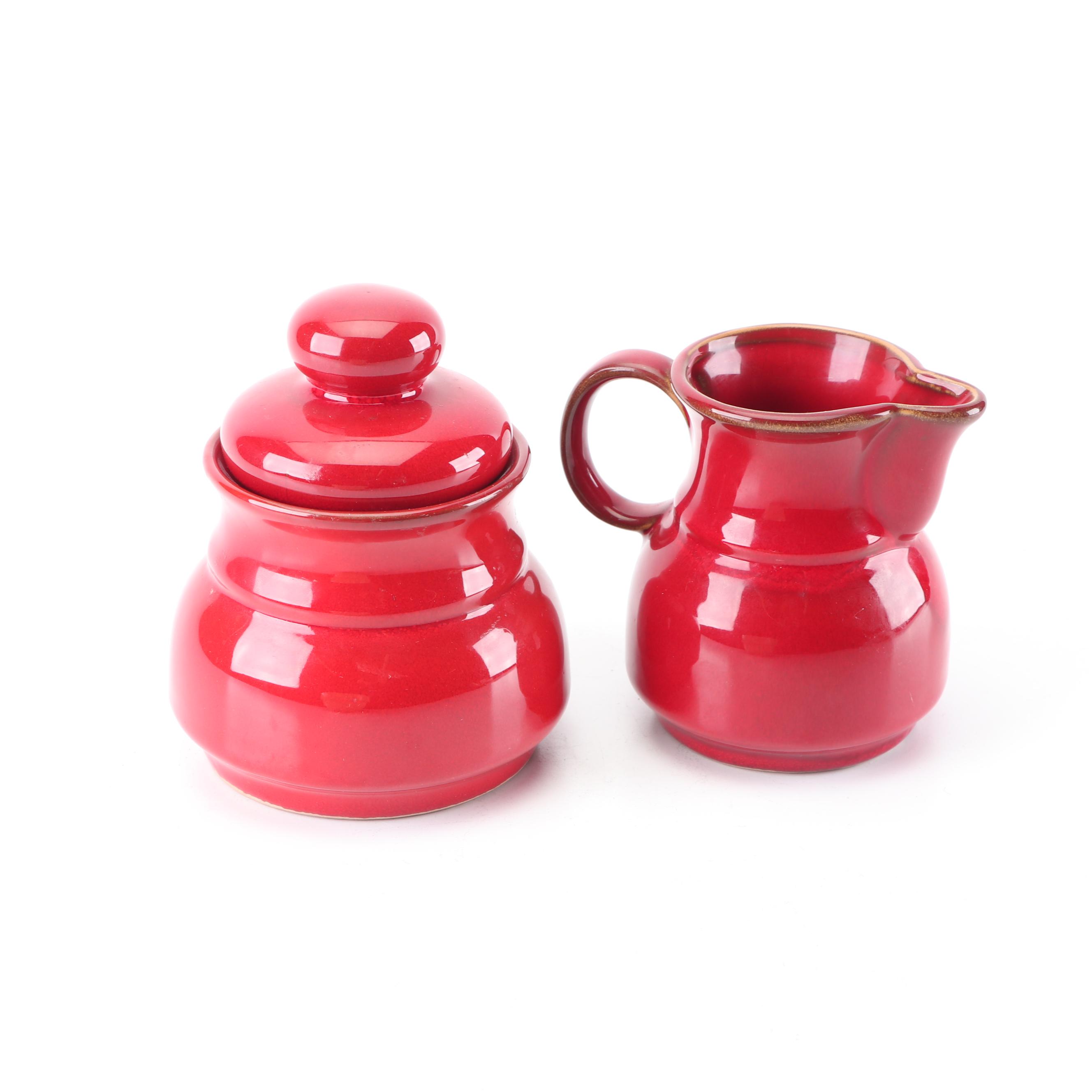 Stoneware Creamer and Sugar with Mixing Bowls