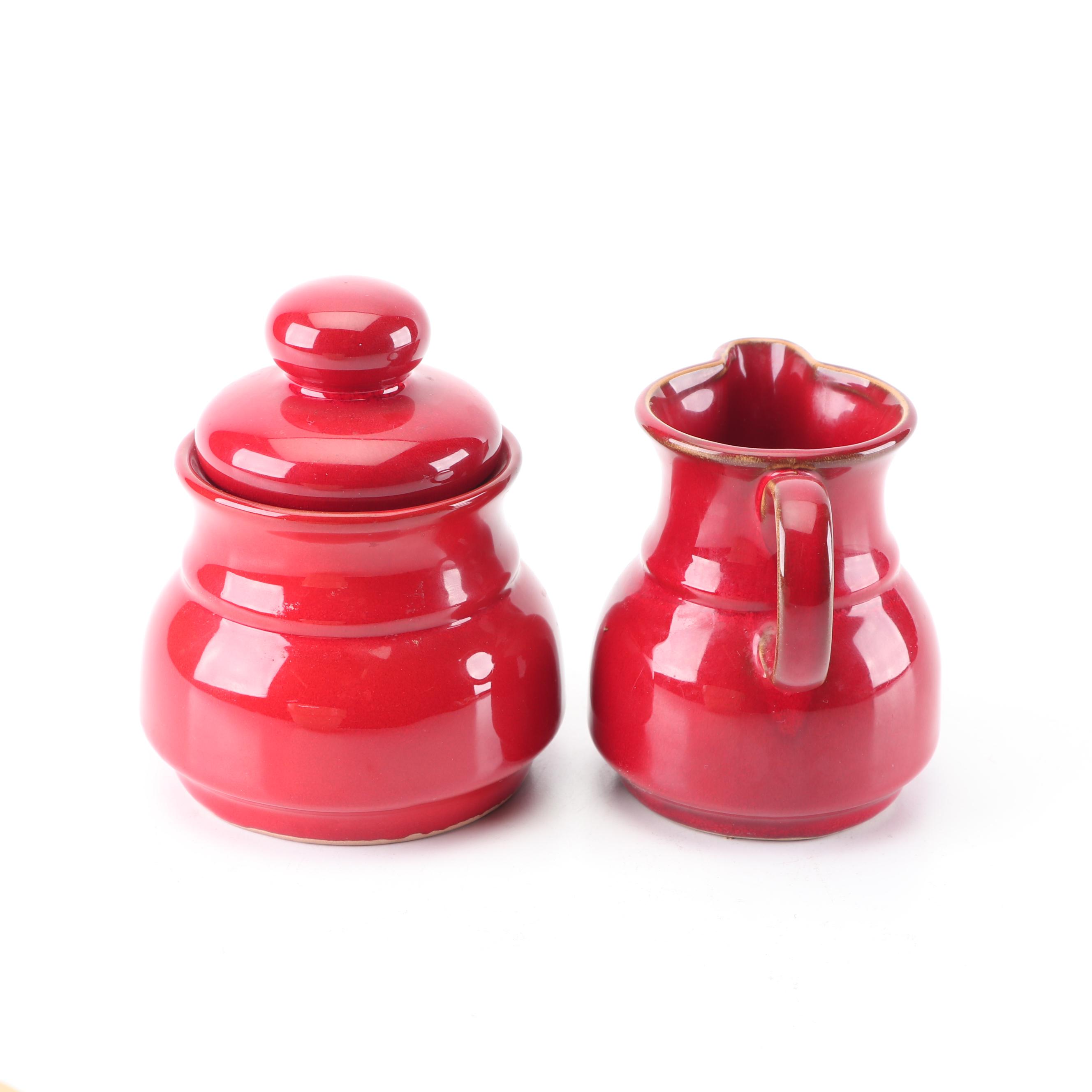 Stoneware Creamer and Sugar with Mixing Bowls