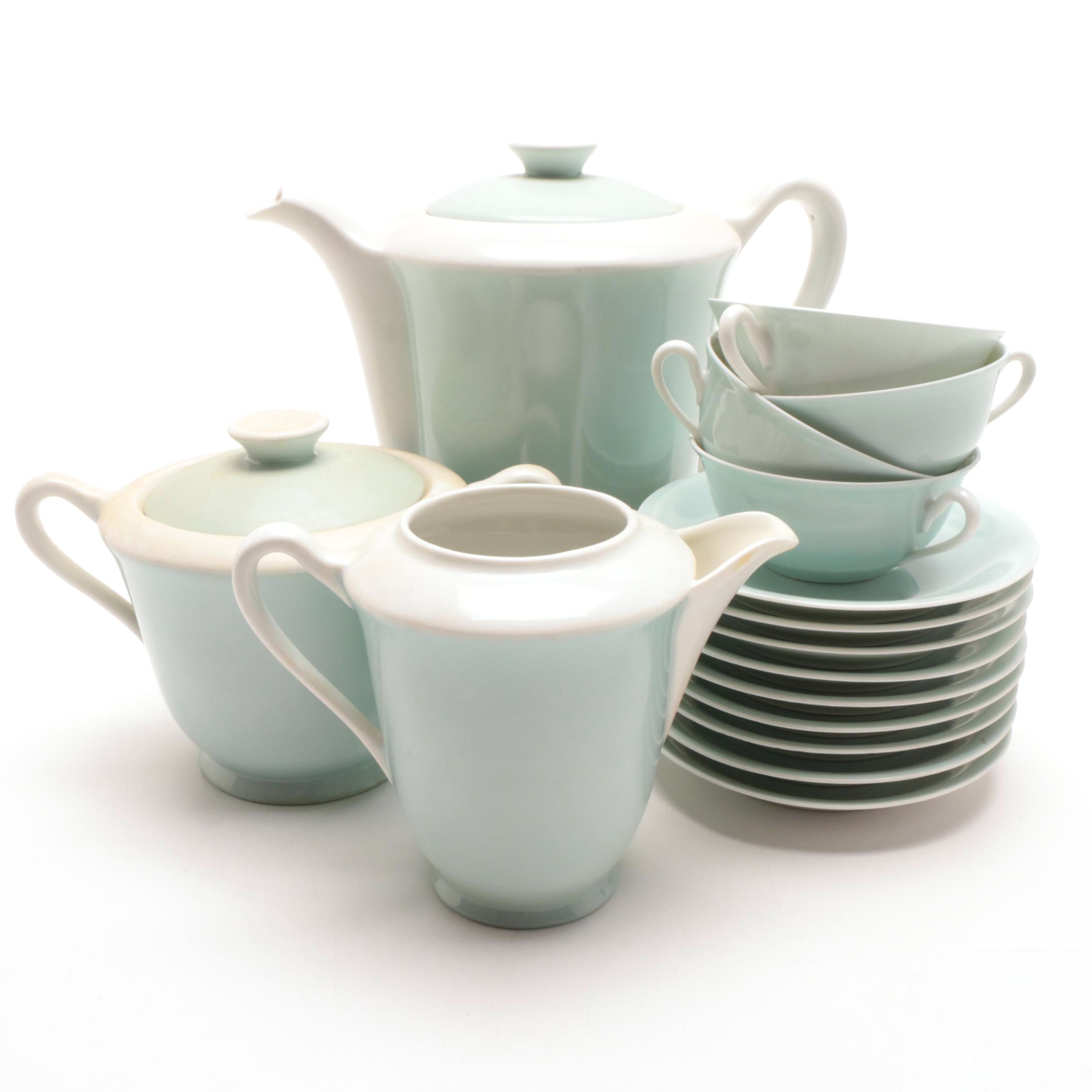 French Limoges  Blue and White Porcelain Tea Set