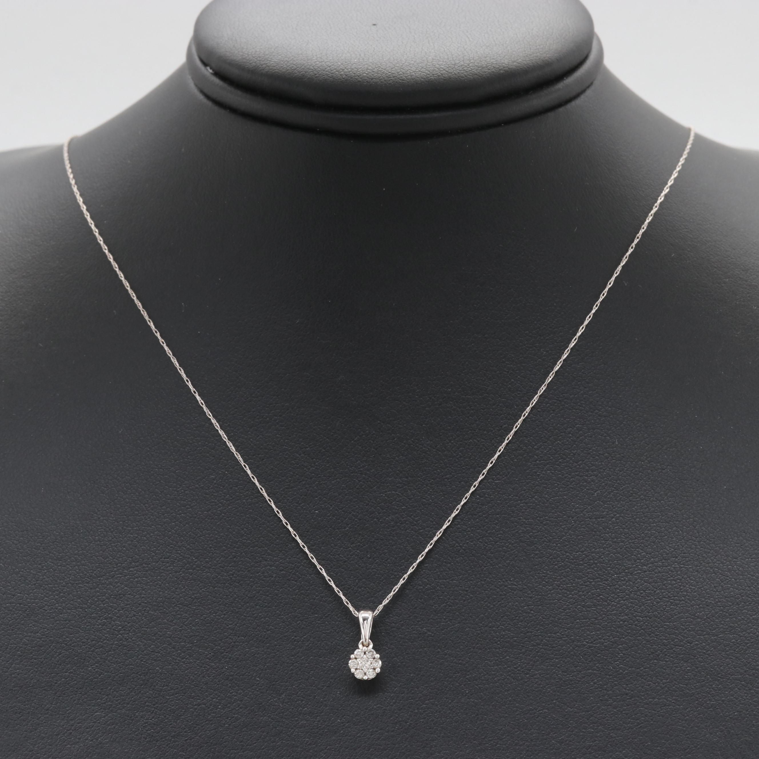 14K White Gold Diamond Chain Necklace
