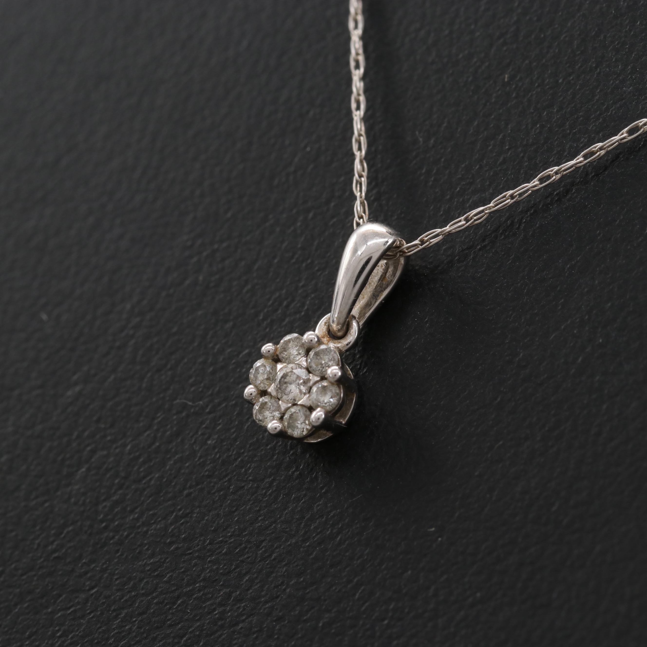 14K White Gold Diamond Chain Necklace
