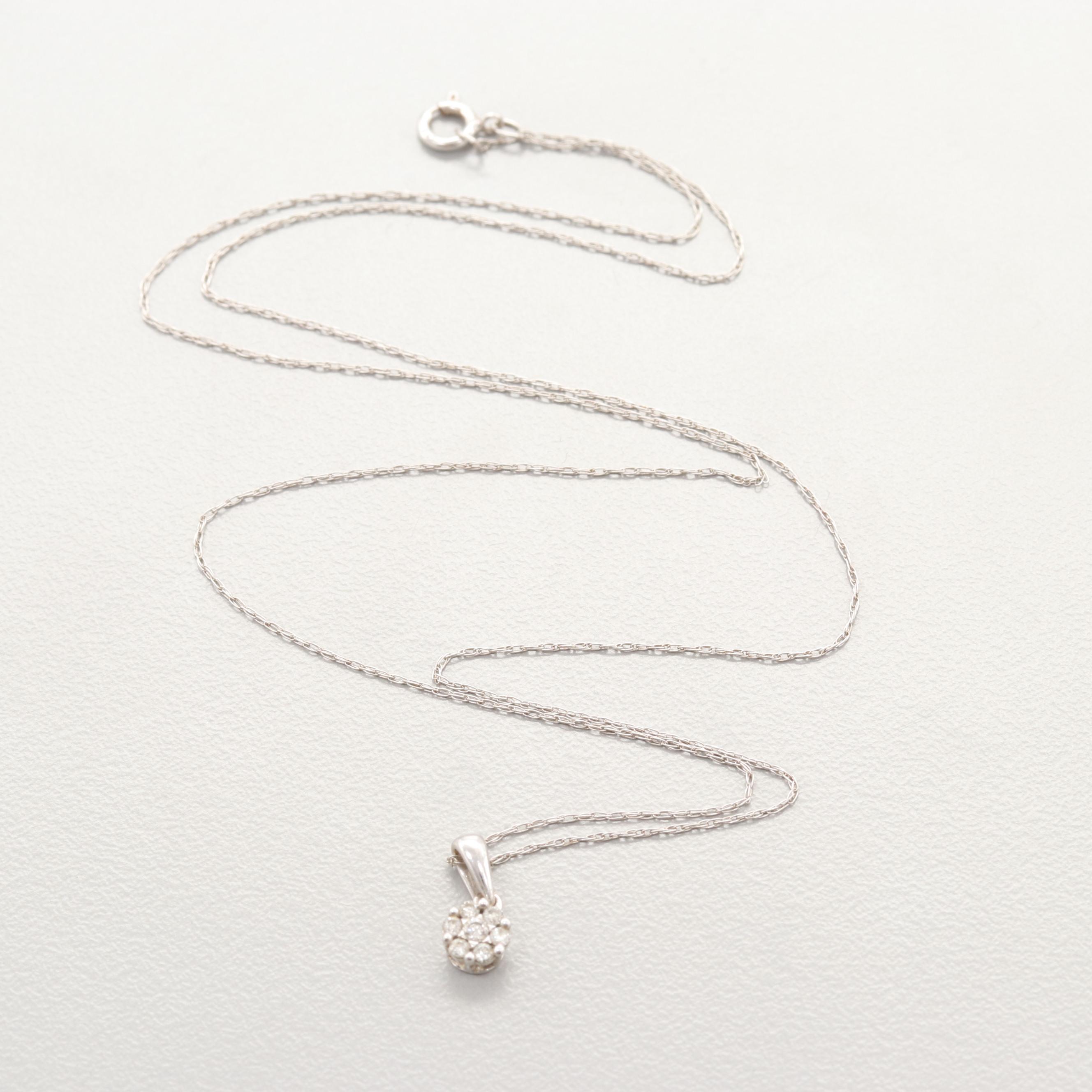 14K White Gold Diamond Chain Necklace