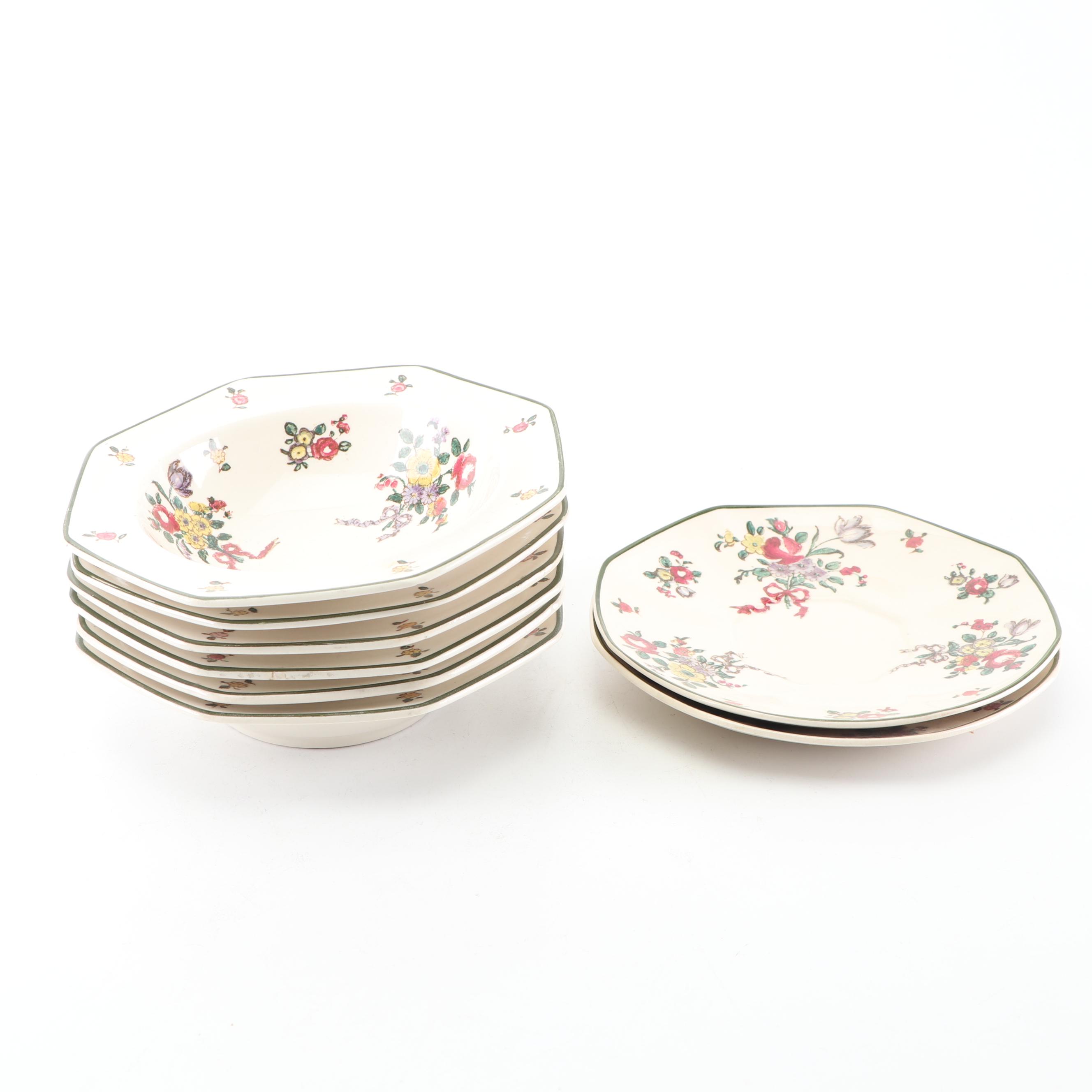Royal Doulton "Old Leeds Sprays" Cream Soup Bowls and Dessert Bowls, Circa 1912