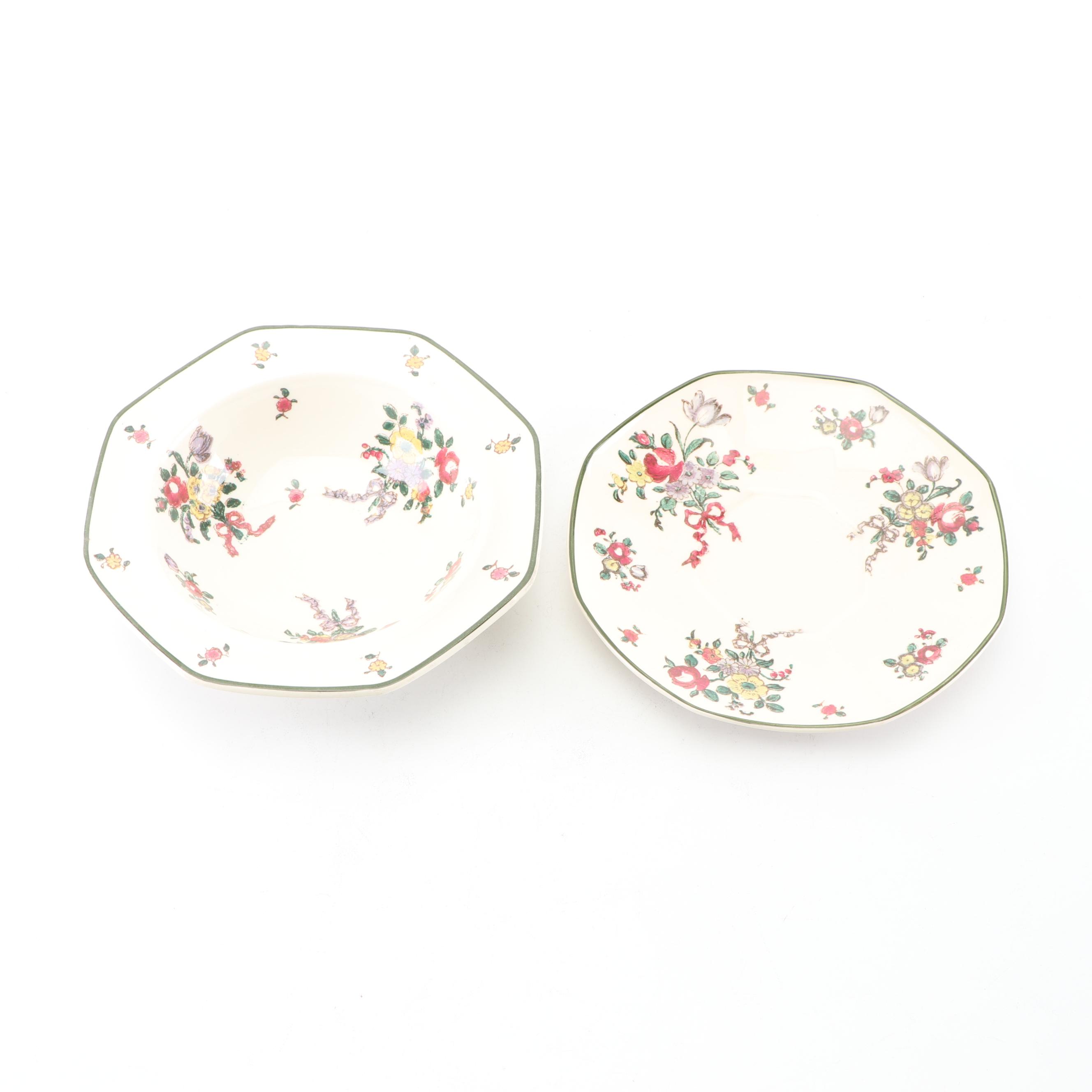 Royal Doulton "Old Leeds Sprays" Cream Soup Bowls and Dessert Bowls, Circa 1912