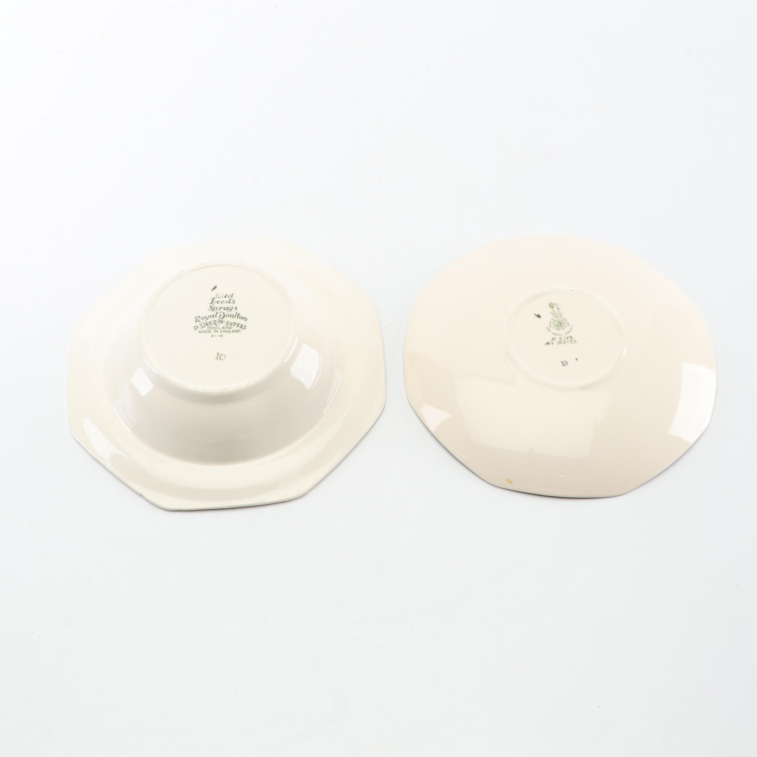 Royal Doulton "Old Leeds Sprays" Cream Soup Bowls and Dessert Bowls, Circa 1912