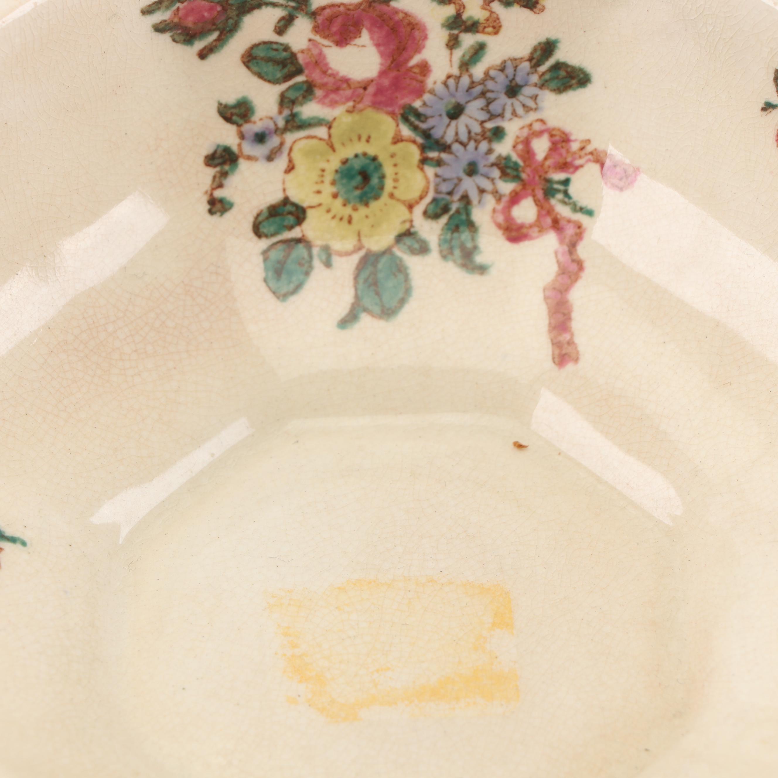 Royal Doulton "Old Leeds Sprays" Cream Soup Bowls and Dessert Bowls, Circa 1912