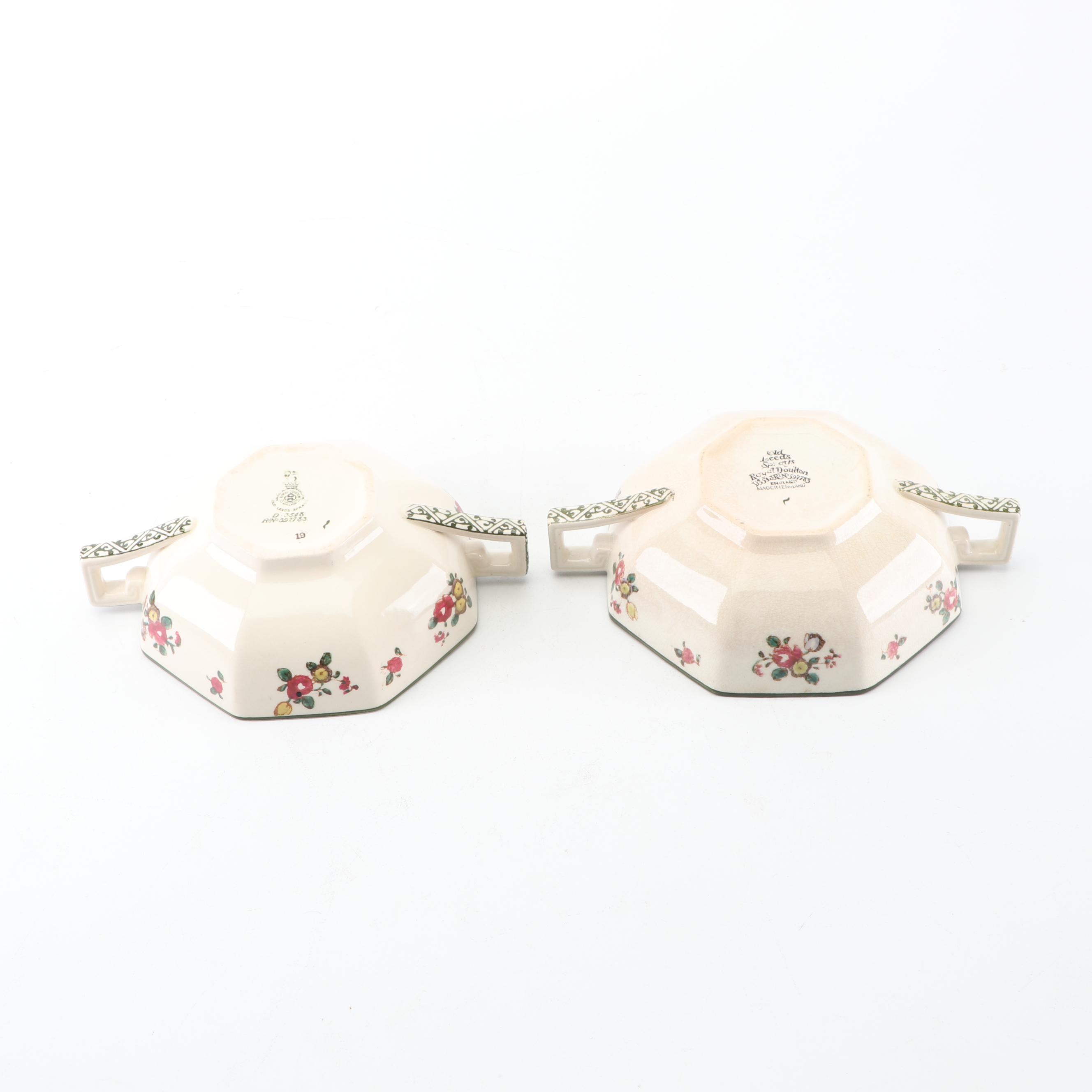 Royal Doulton "Old Leeds Sprays" Cream Soup Bowls and Dessert Bowls, Circa 1912