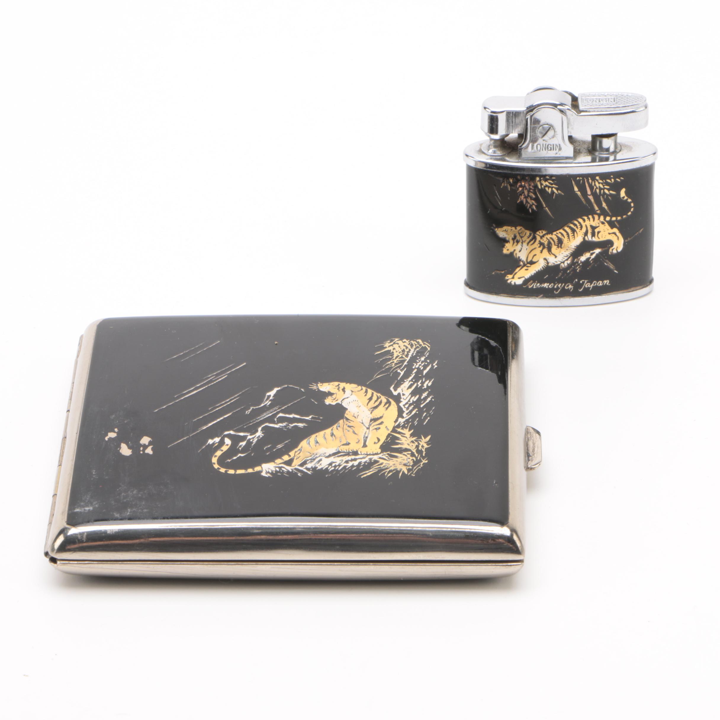 Vintage Longin "Memory of Japan" Lighter and Cigarette Case