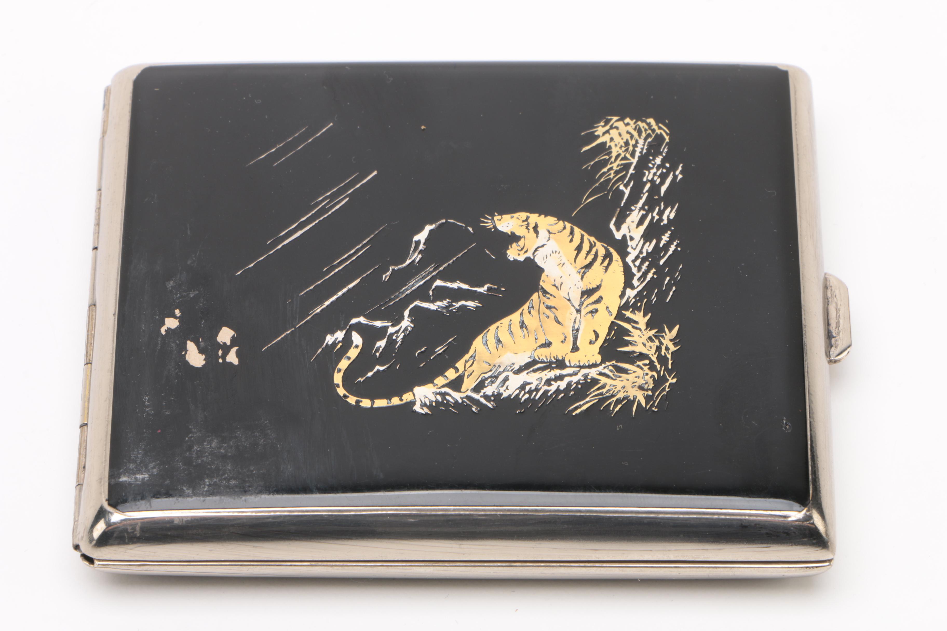 Vintage Longin "Memory of Japan" Lighter and Cigarette Case