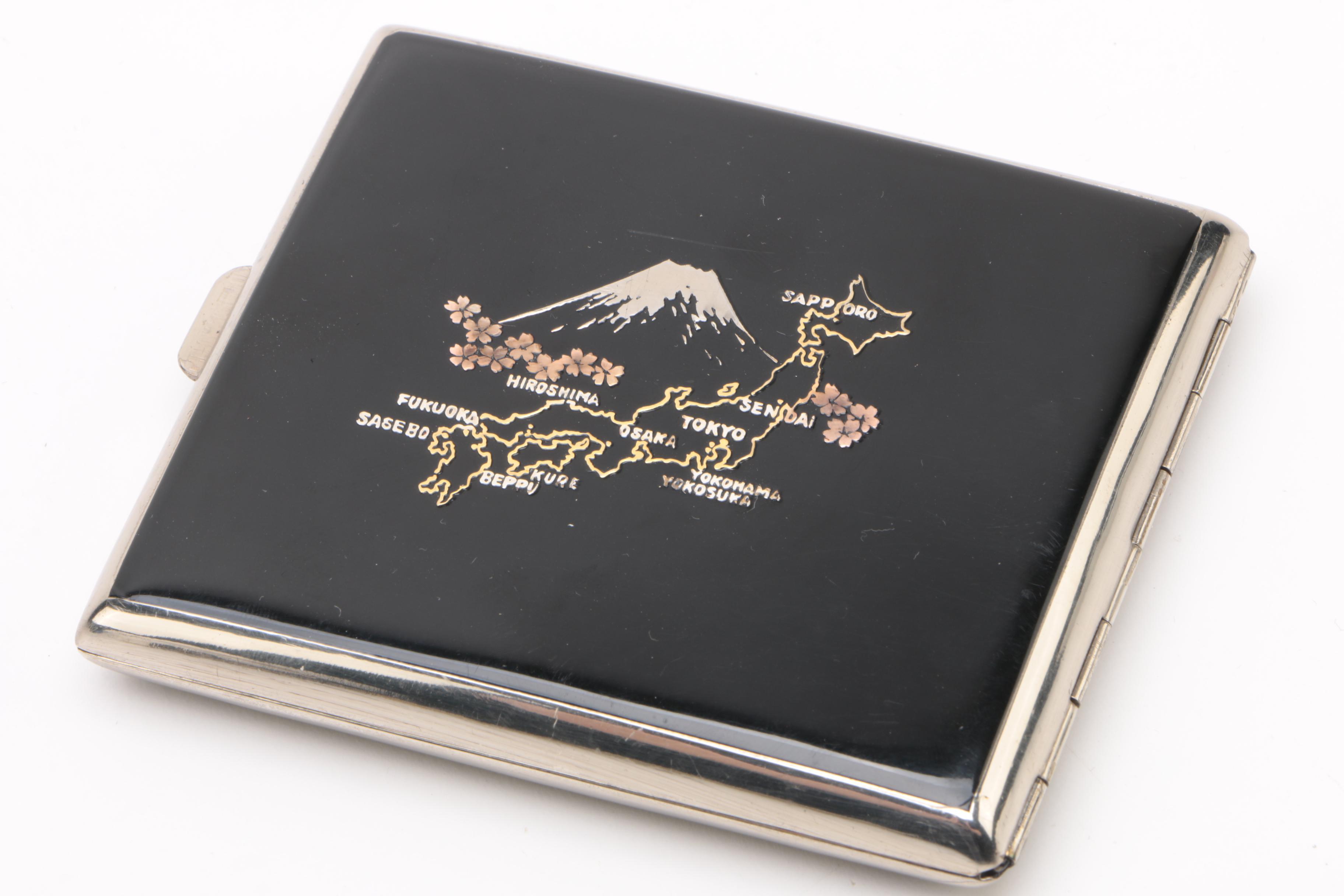 Vintage Longin "Memory of Japan" Lighter and Cigarette Case