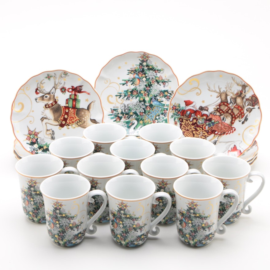 Williams-Sonoma Christmas Themed Plates and Mugs