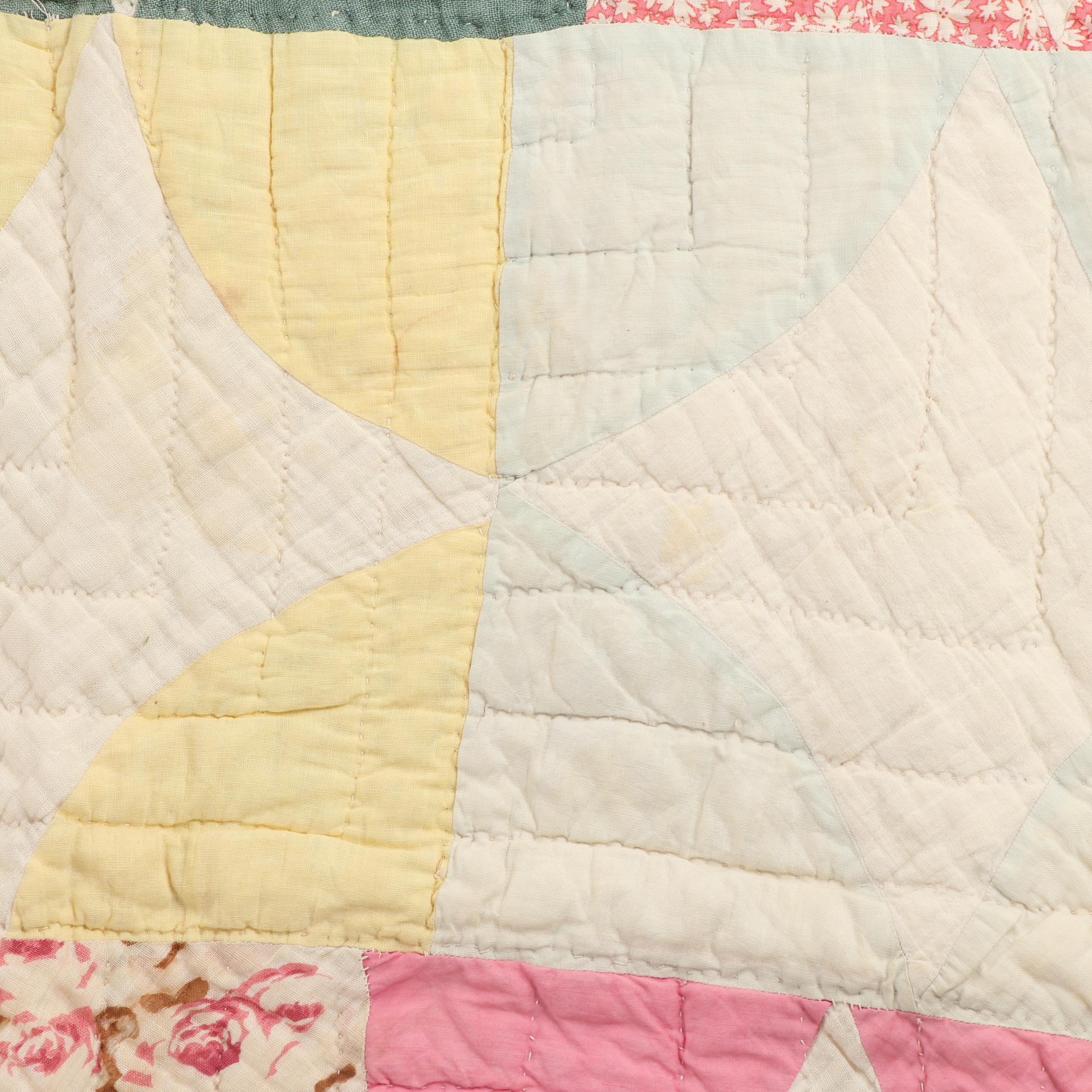 Signed "Circles and Diamonds" Handmade Quilt by Ruth Smith