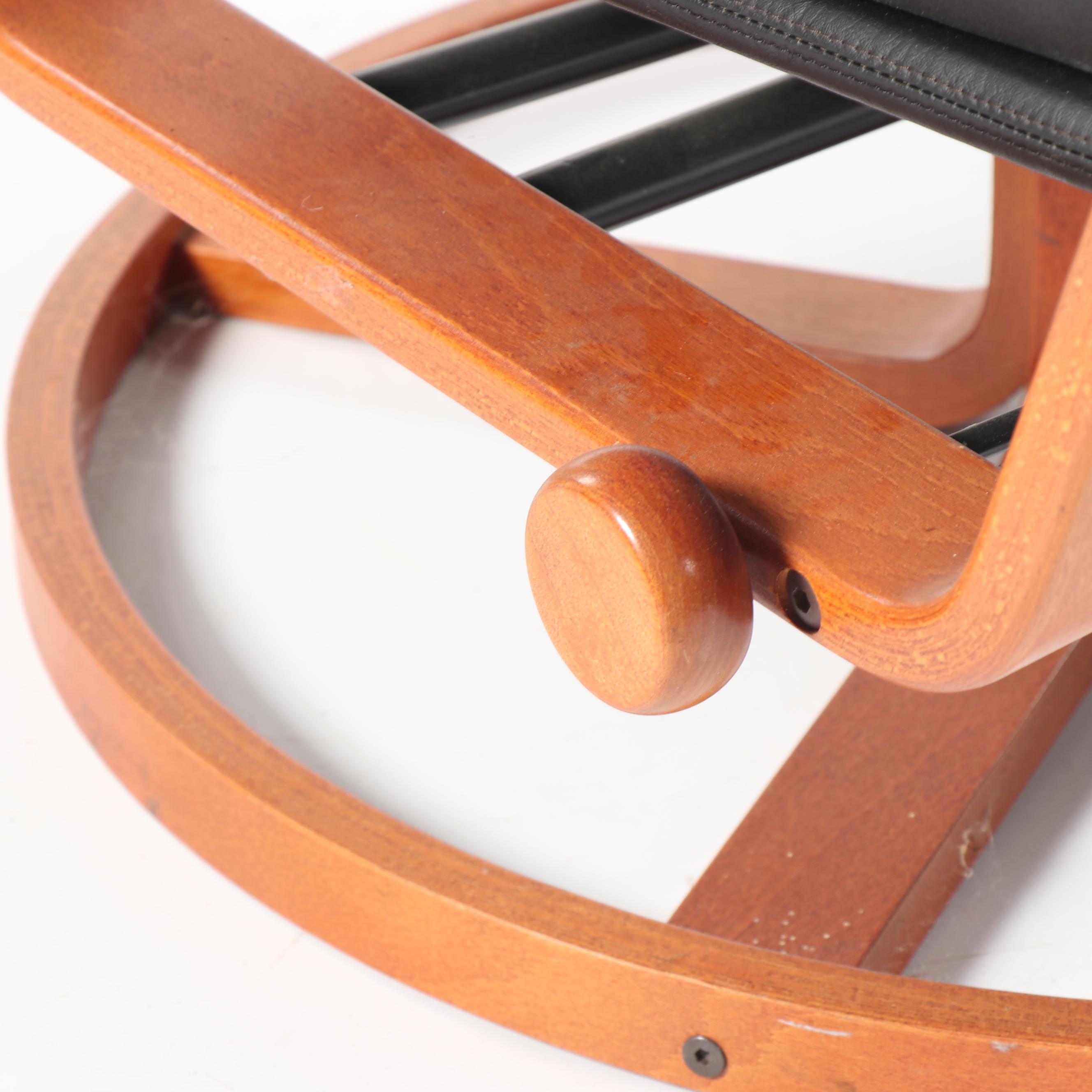 Danish Modern Leather Recliner and Ottoman, 20th Century