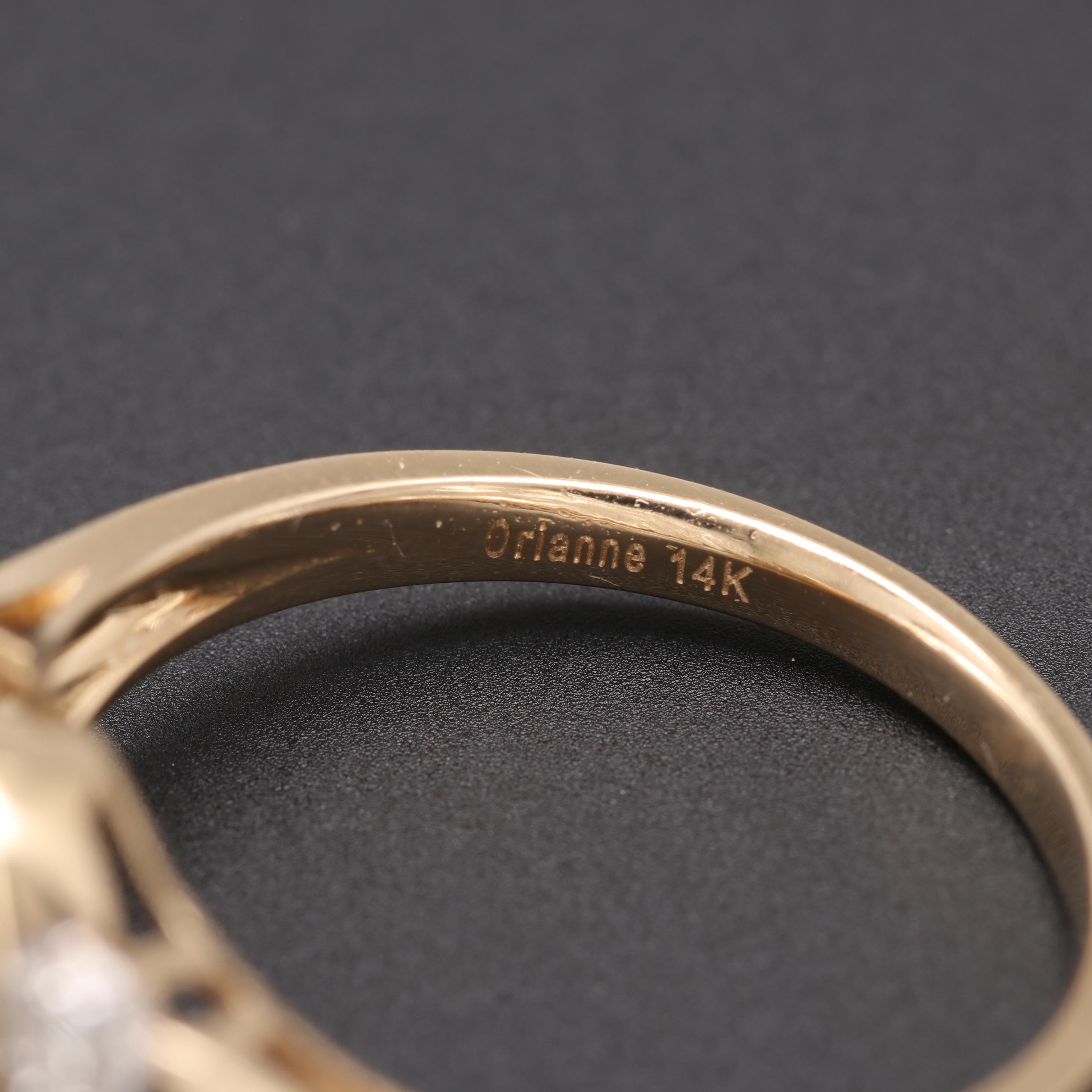 14K Yellow Gold Opal and Diamond Ring