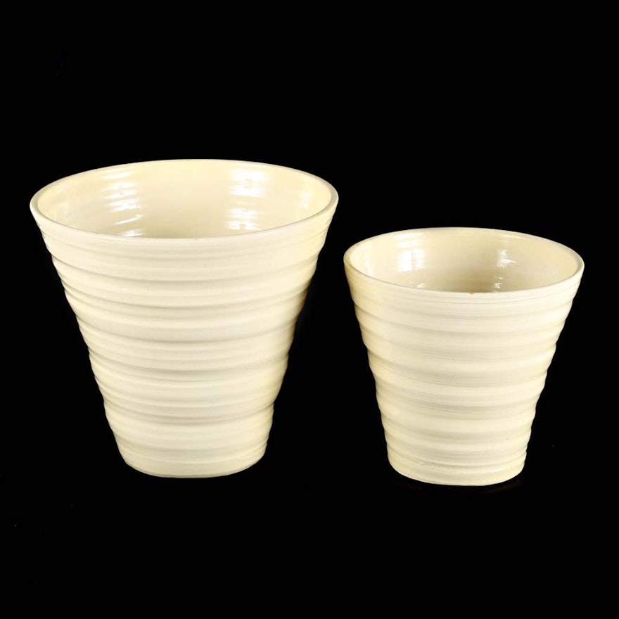 Pot Luck Studio "French Vanilla" Wheel Thrown Stoneware Vases