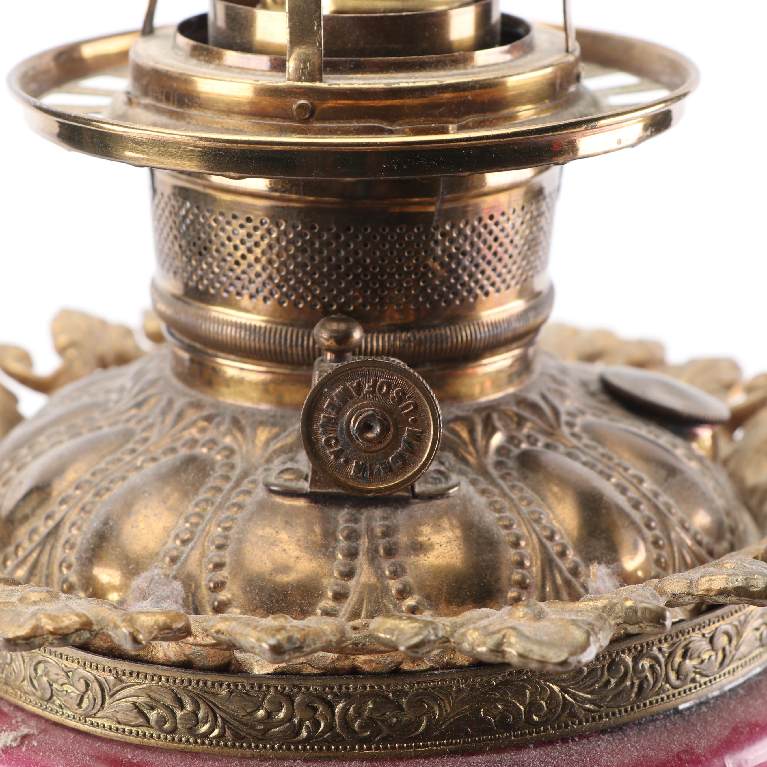 Converted Hand-Painted Kerosene Parlor Lamp