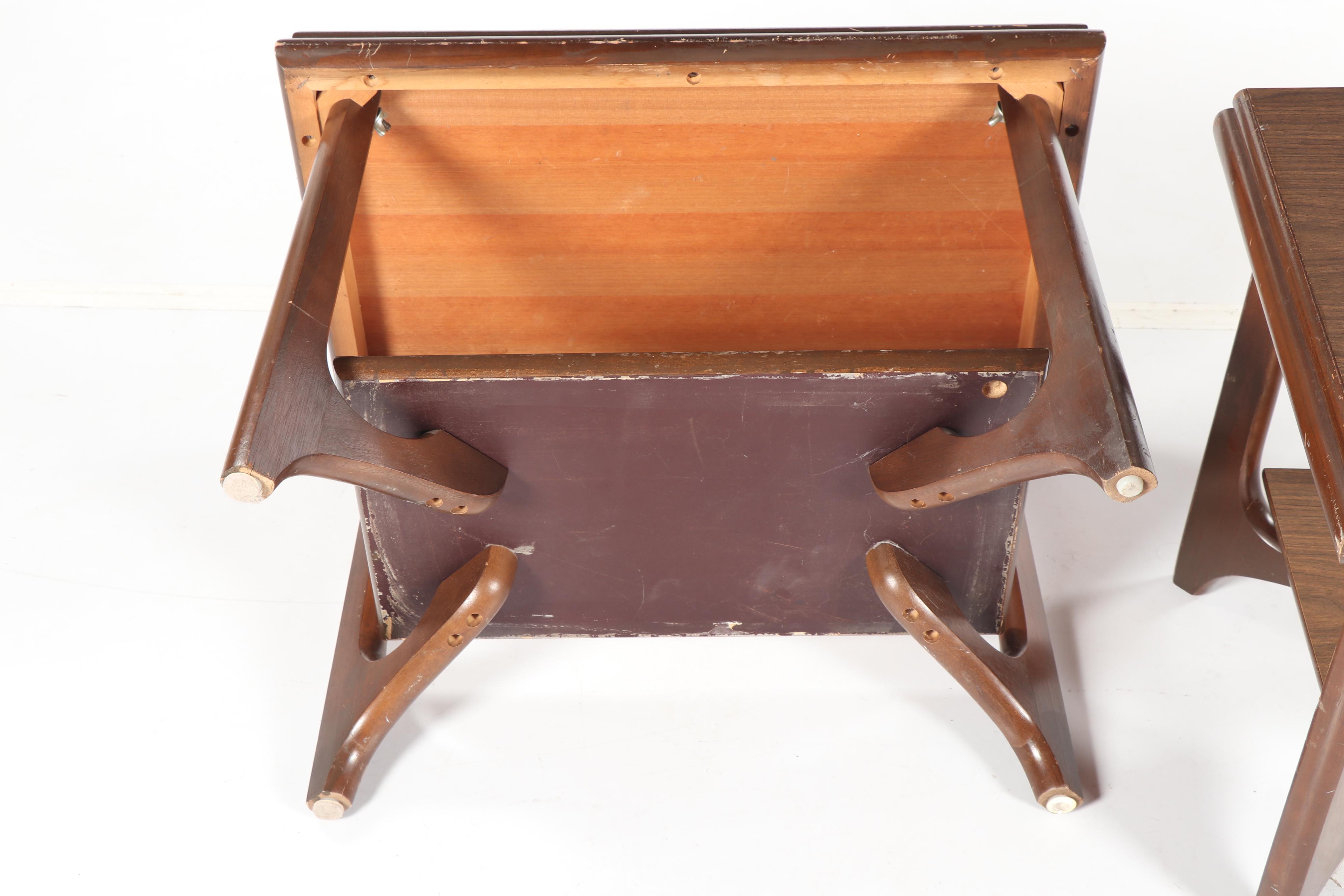 Mid Century Modern Walnut Coffee and End Table Set, Mid-20th Century