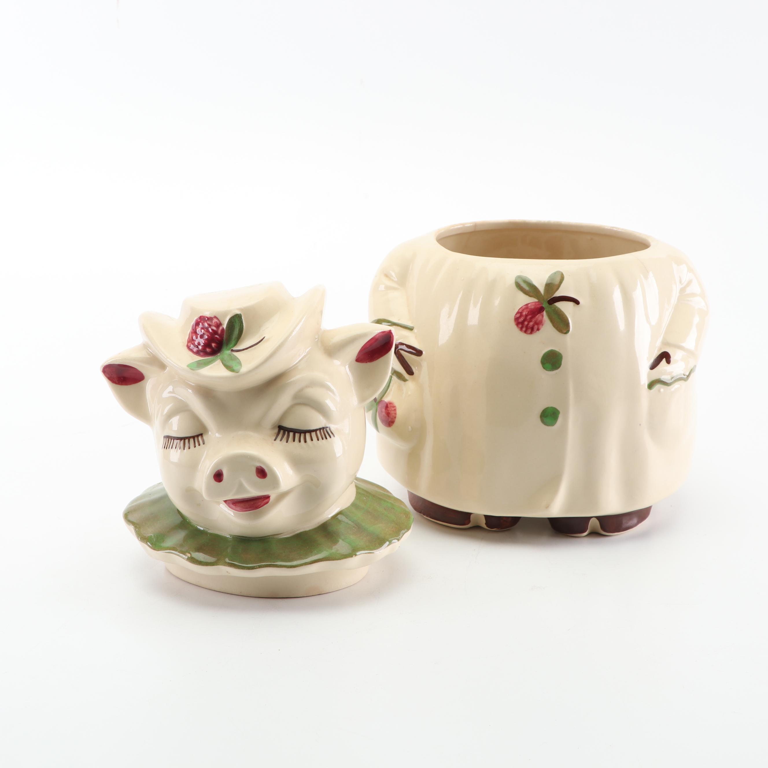 Reproduction "Winnie Pig" Cookie Jar and Salt and Pepper Set