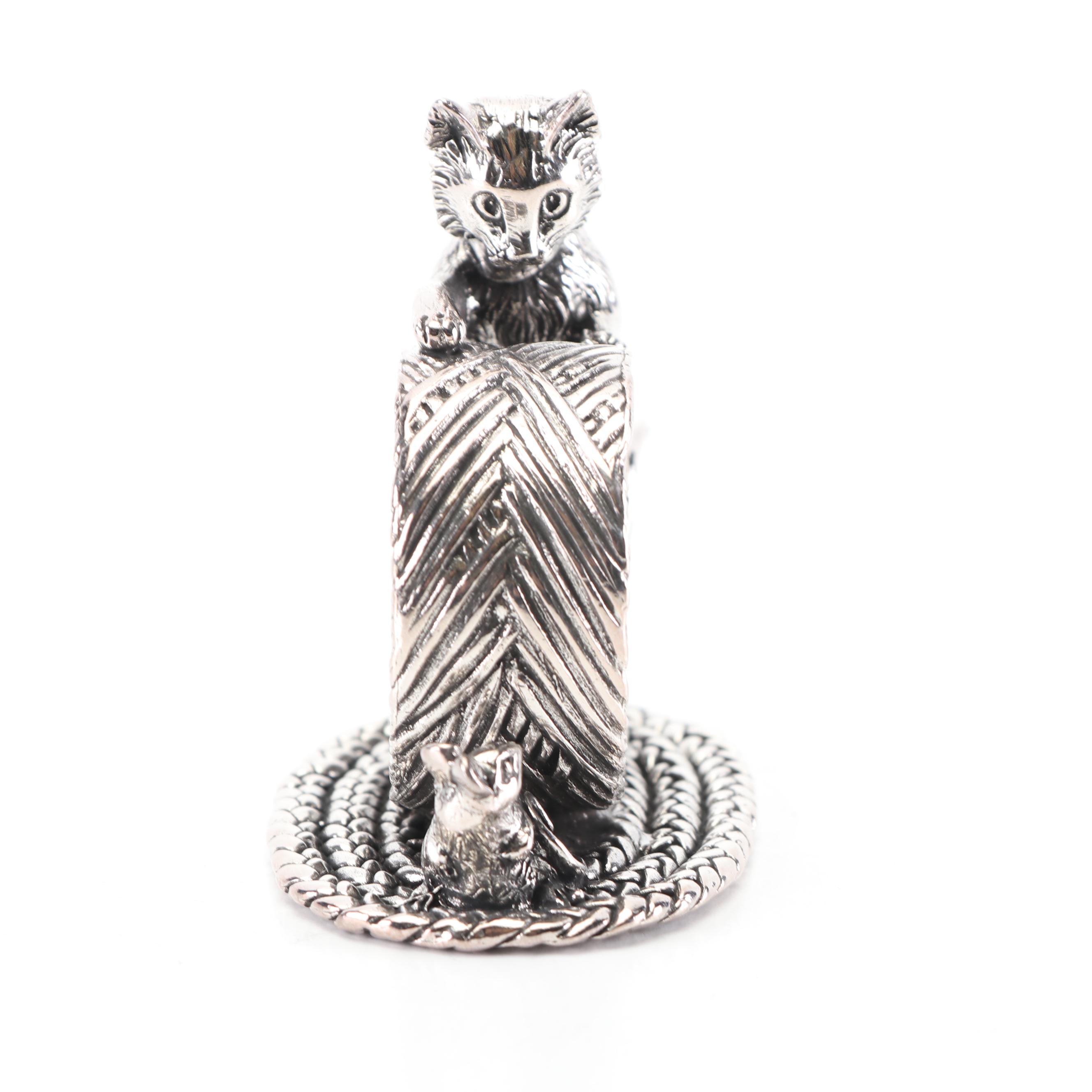 Reed & Barton "Cat & Mouse" Silver Plate Figural Napkin Ring, Circa 1999