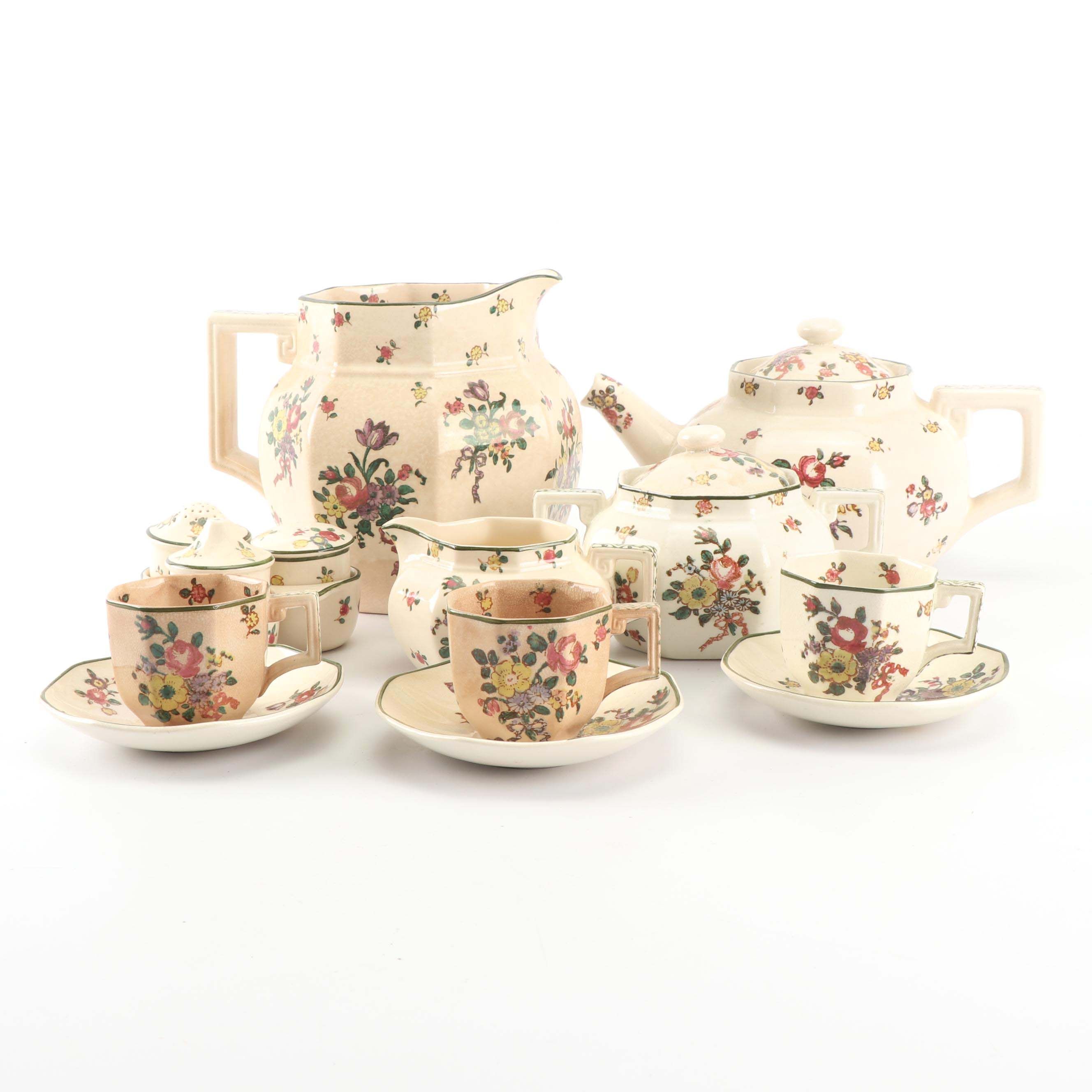 Royal Doulton "Old Leeds Sprays" Earthenware Tea Set, Circa 1912