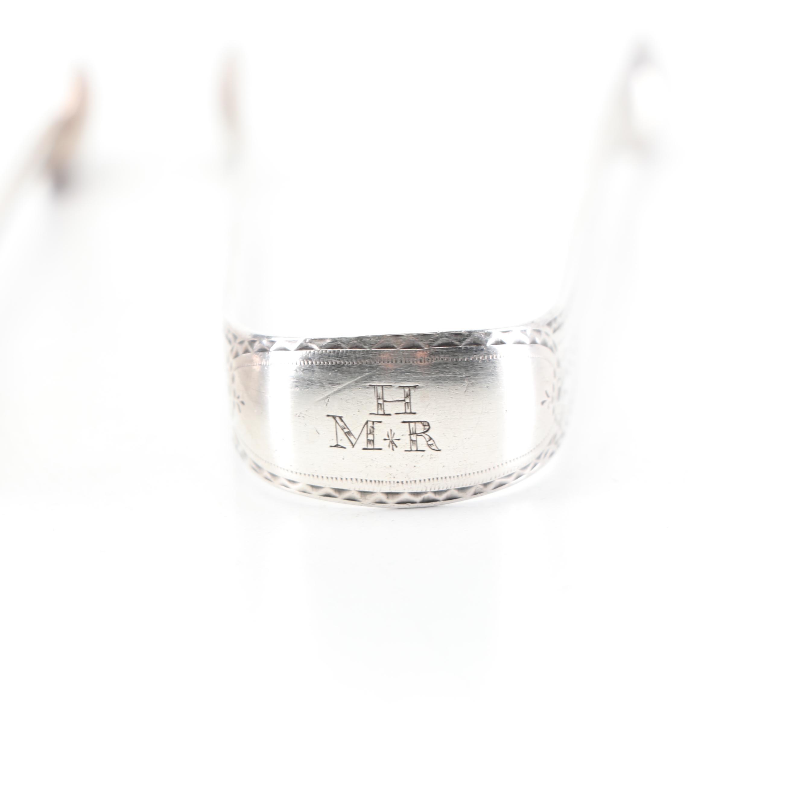 English Sterling Silver Sugar Tongs, Late 18th and 19th Century