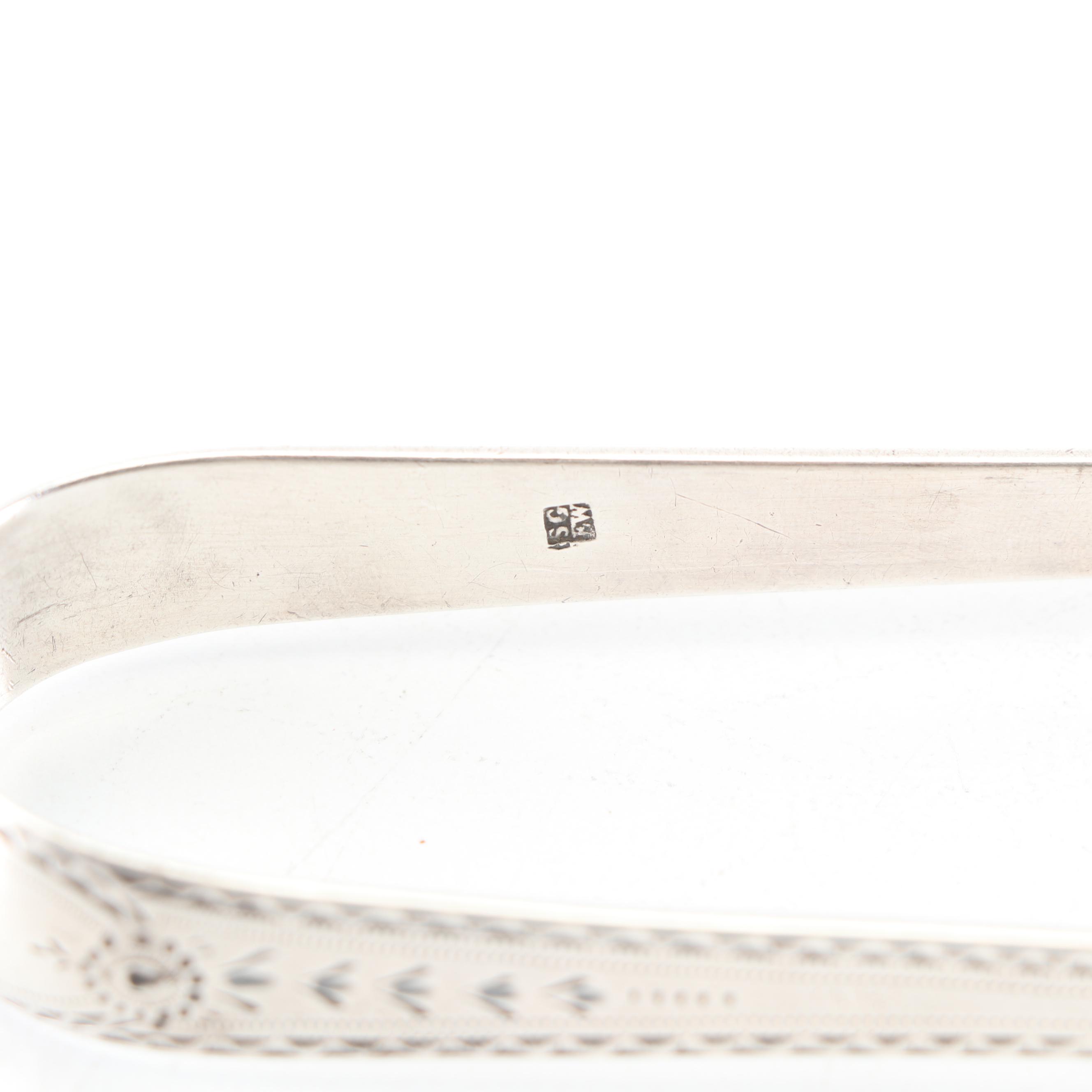 English Sterling Silver Sugar Tongs, Late 18th and 19th Century