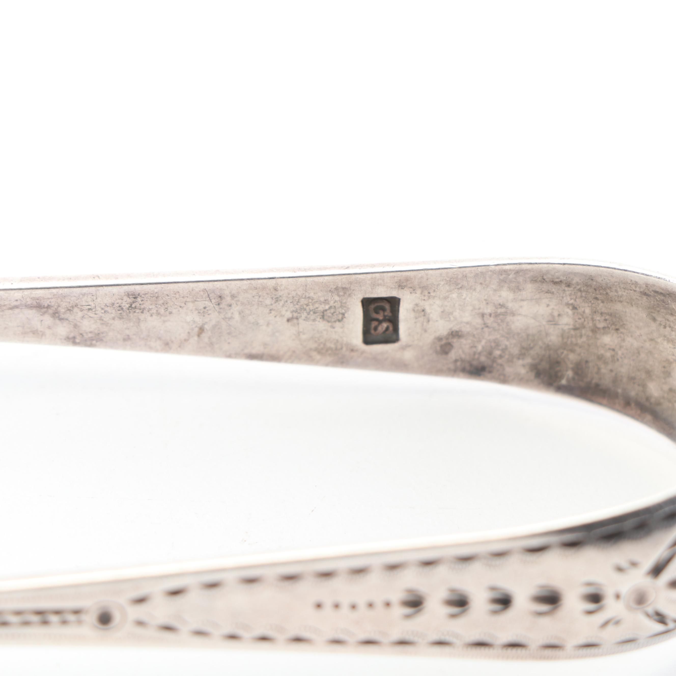 English Sterling Silver Sugar Tongs, Late 18th and 19th Century