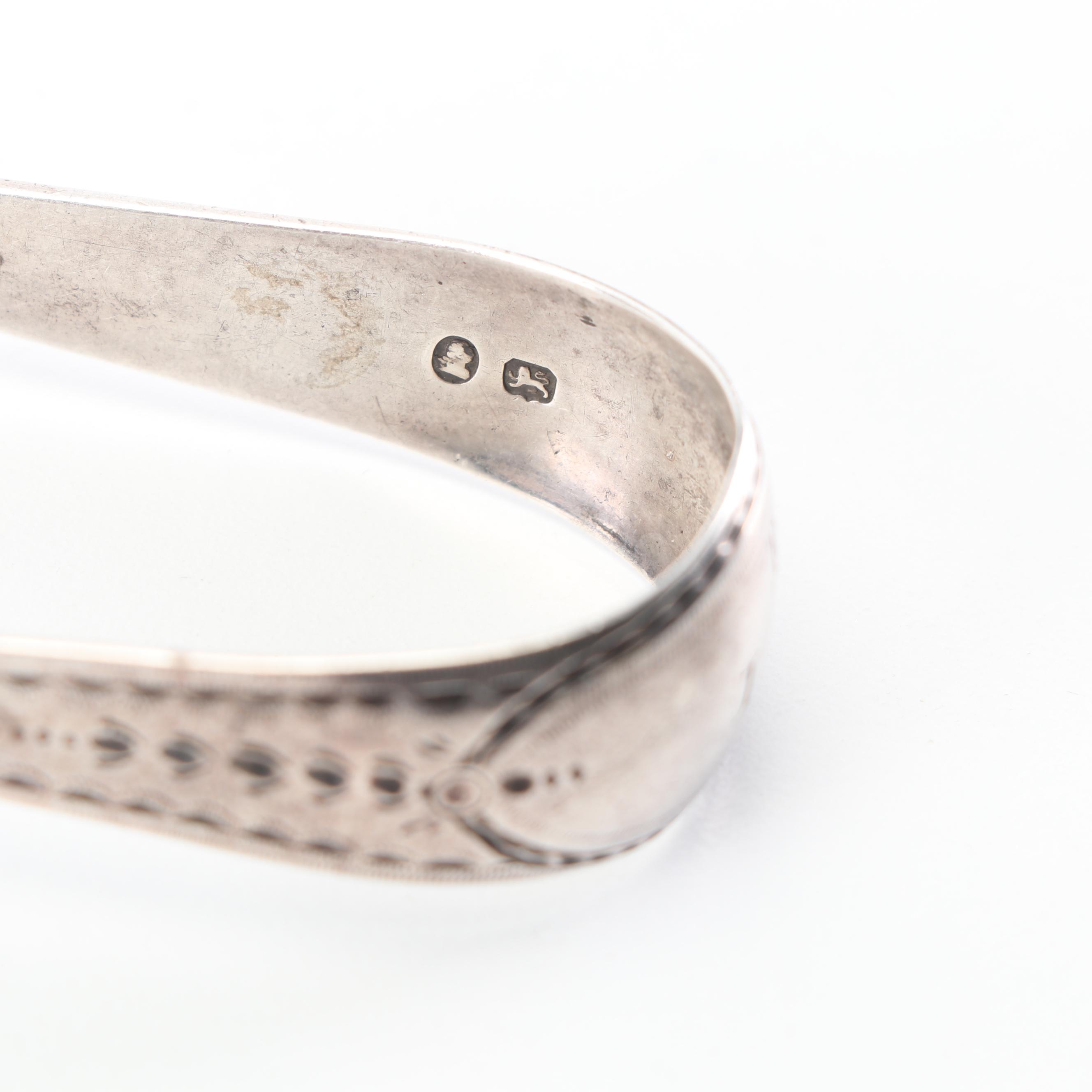 English Sterling Silver Sugar Tongs, Late 18th and 19th Century