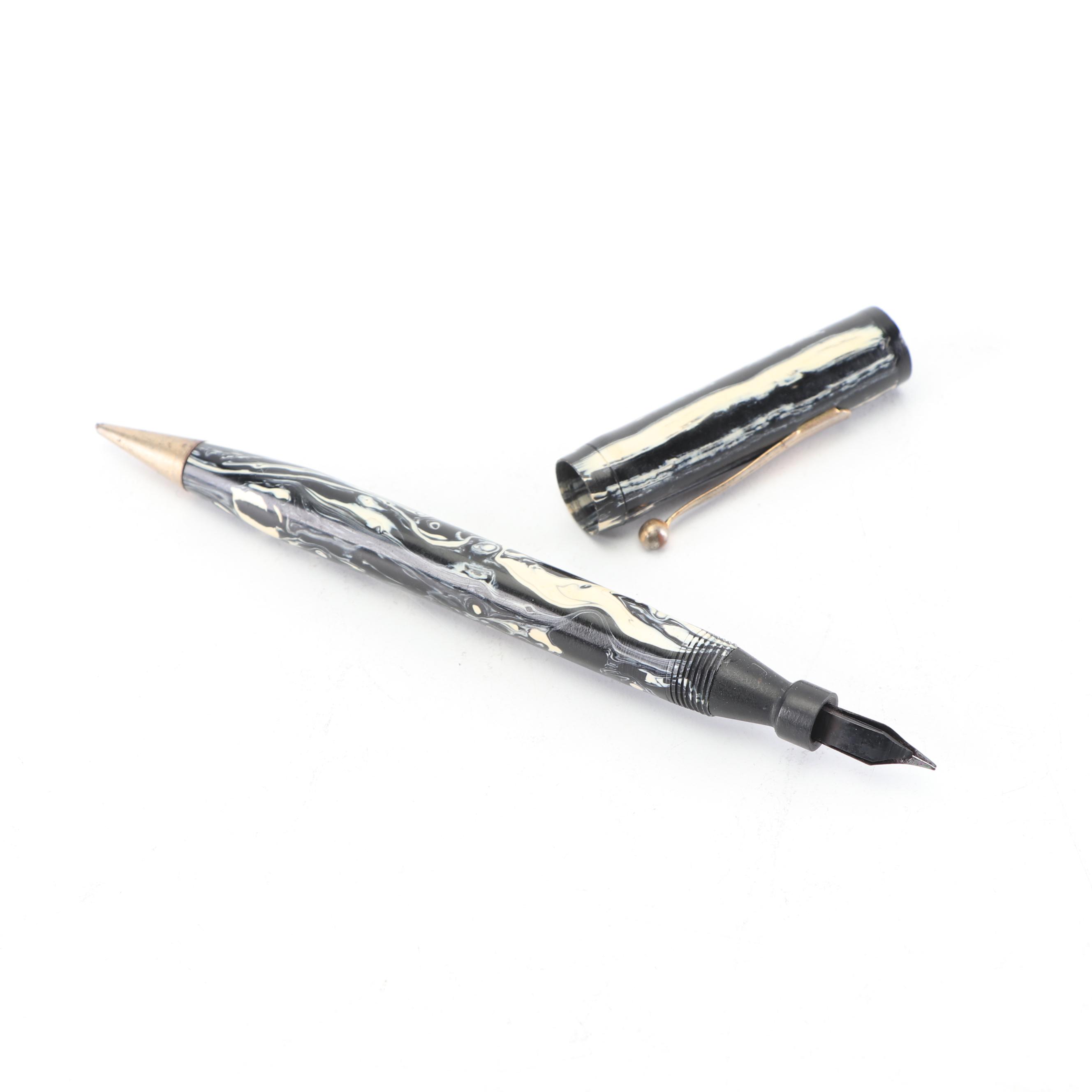 Vintage Combination Fountain Pen and Mechanical Pencil Writing Implement